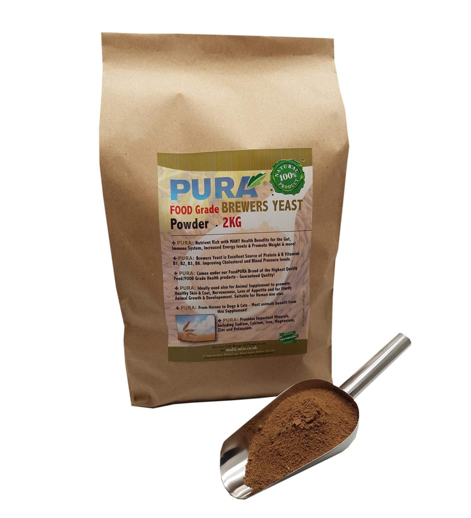Food PURA Brewers Yeast Powder 2KG - use with Horses Ponies Vitamin B E & H for Pets and Animals - For Healthy Skin and Coats - also Human FOOD Grade! - Buy Online on GoSupps.com