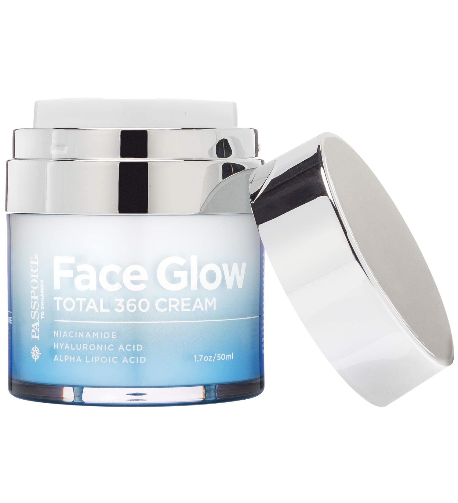 Face Glow Total 360 Cream - Anti-Aging with Alpha Lipoic Acid DMAE Vitamin C Ester & Hyaluronic Acid - Brightens Skin with Italian Blood Orange - International Shipping Available - Buy Online on GoSupps.com