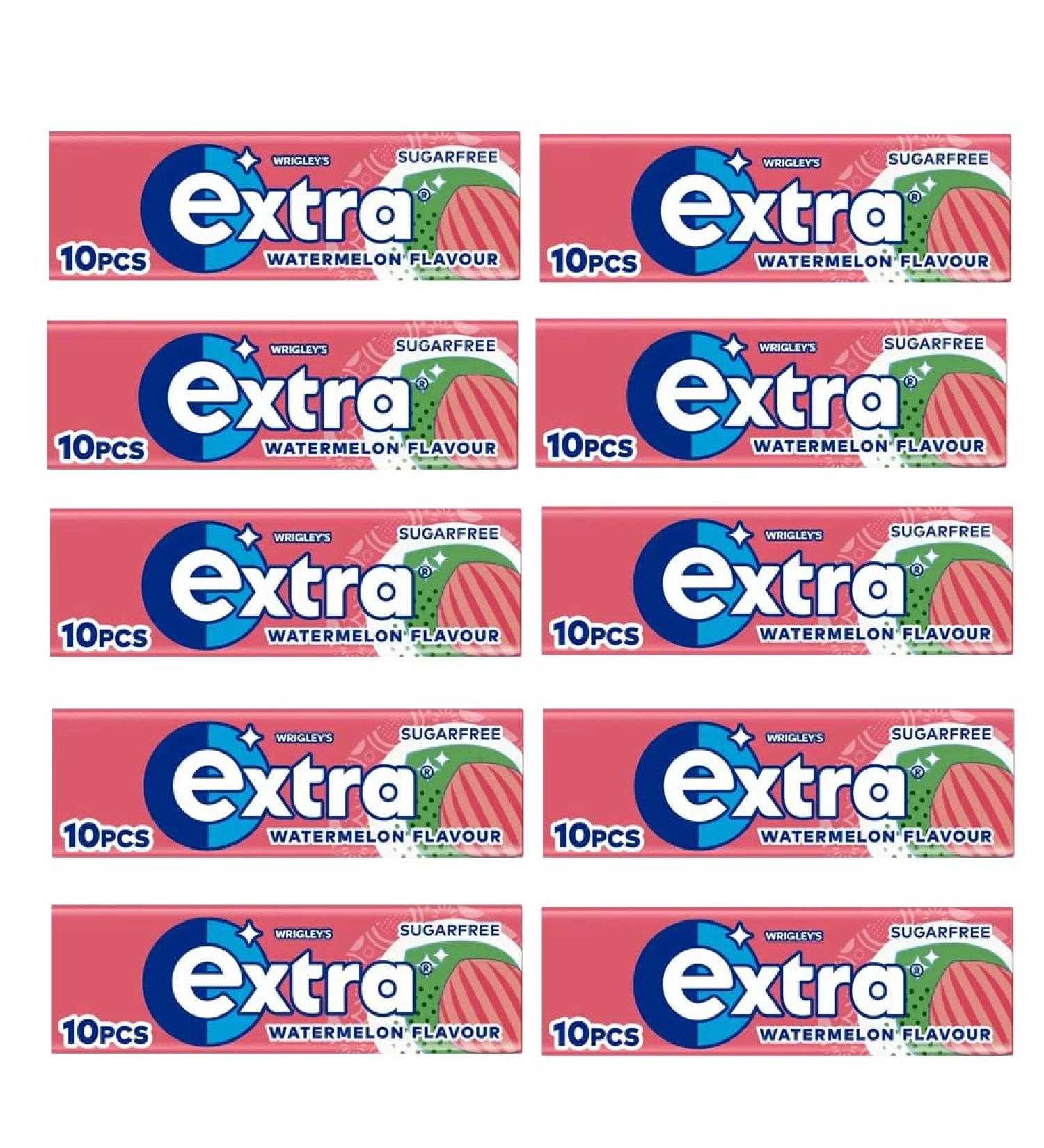 10 x Wrigley's Extra Sugar Free Watermelon Gum 10 Pieces 14g - Buy Online on GoSupps.com