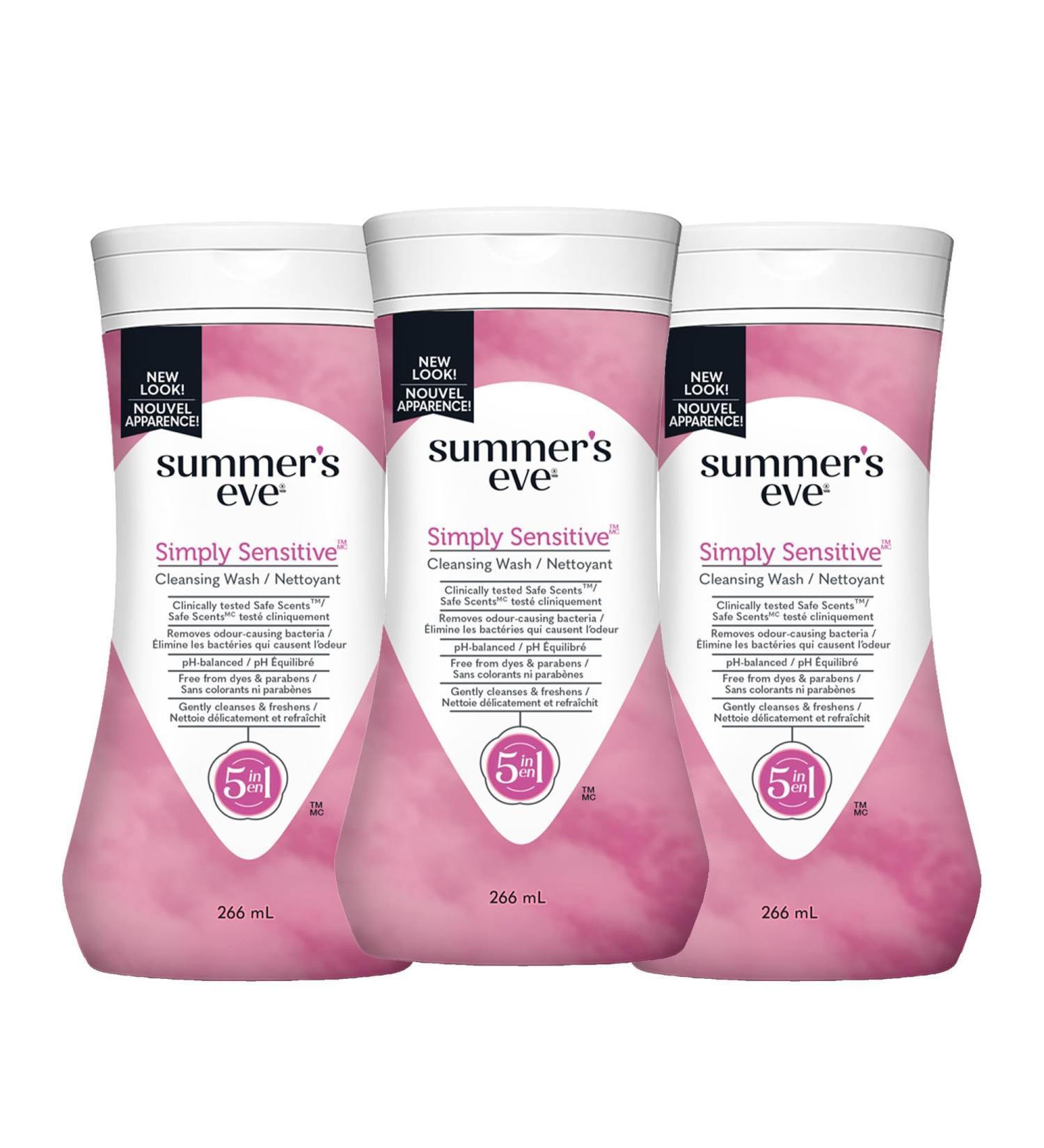 Summer's Eve Simply Sensitive Cleansing Wash for Sensitive Skin Pack of 3 266ml per bottle Unscented 9 Fl Oz (Pack of 3) - Buy Online on GoSupps.com