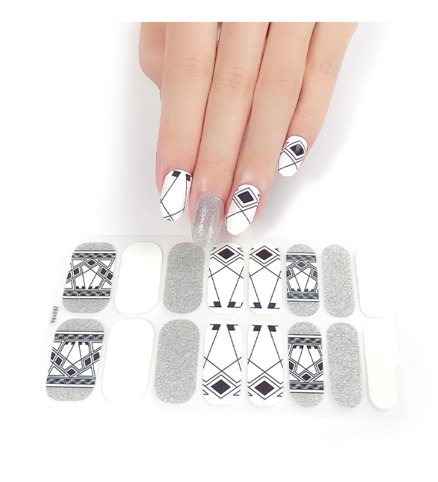 Glitter Cow Pattern Semi Cured Gel Nail Polish Strips Self Adhesive Full Nail Wraps Nail Polish Stickers Semi Cured Gel Nail Polish Strips - Buy Online on GoSupps.com