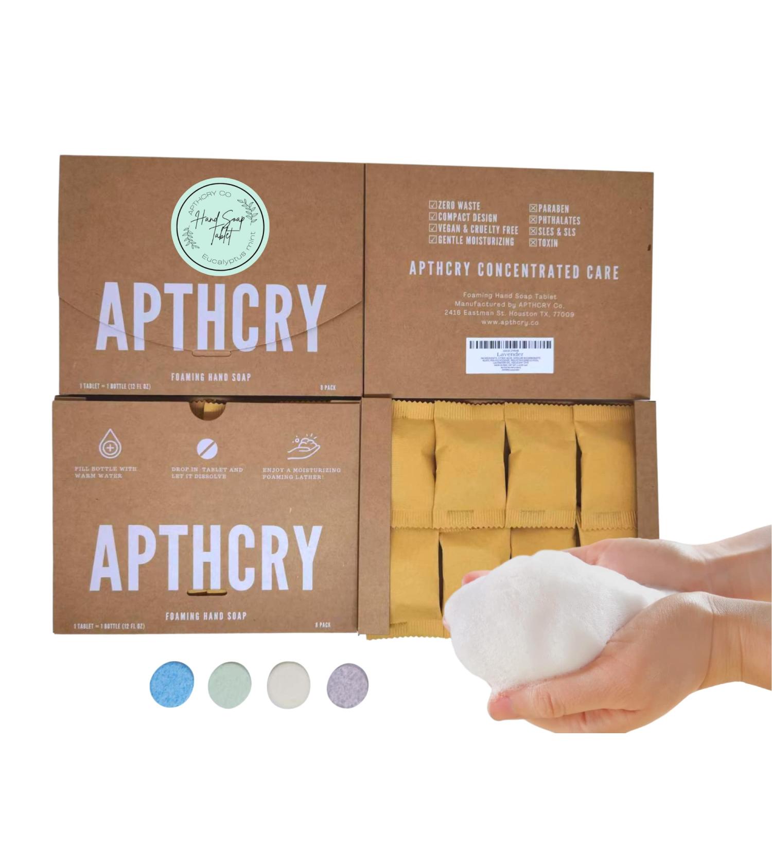 APTHCRY Foaming Hand Soap Tablet Refills - 8 Pack, 96 fl oz - Eucalyptus Mint - Cleansing & Moisturizing - Compostable Packaging - Buy Online on GoSupps.com