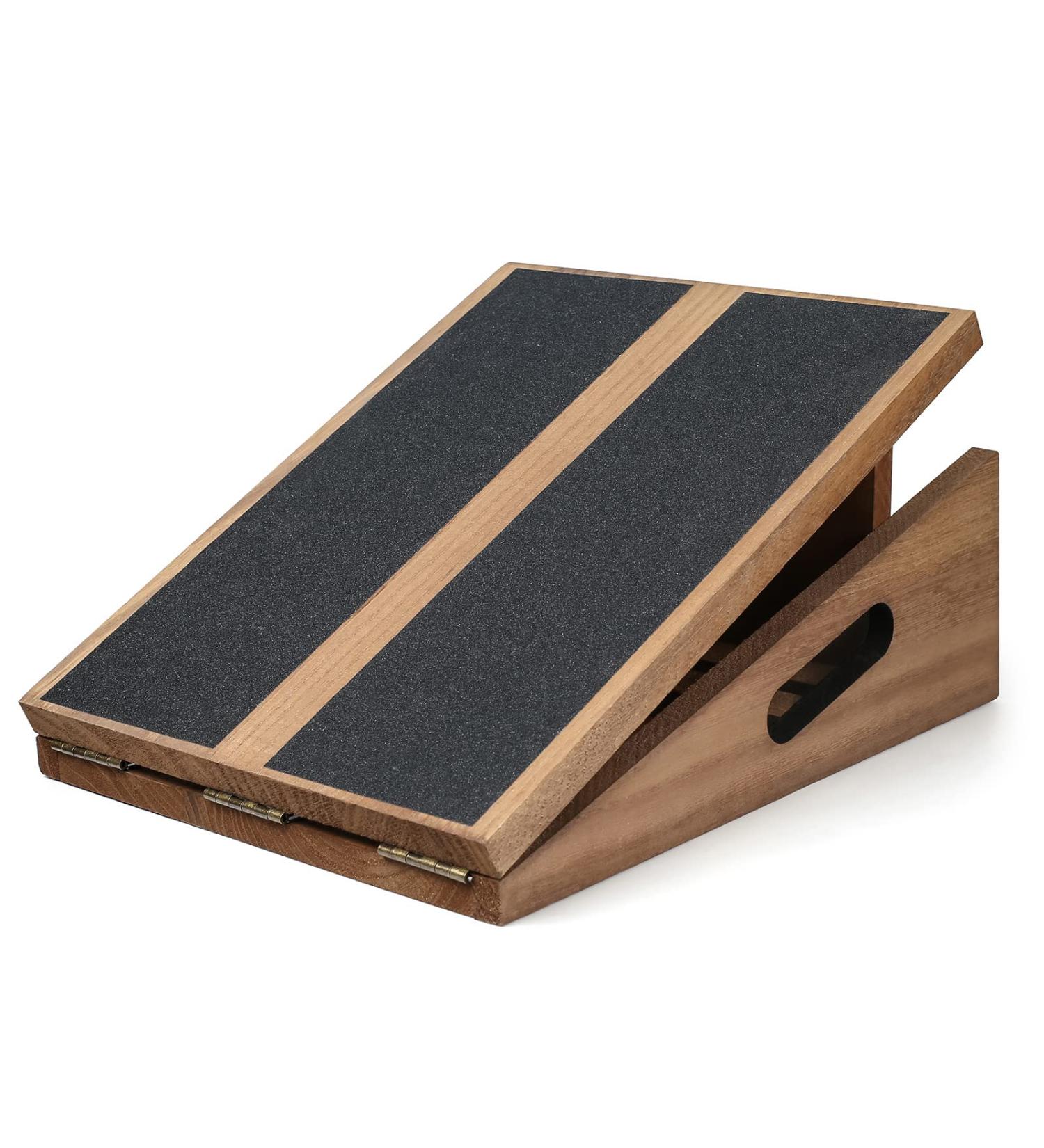 Professional Slant Board Calf Stretcher - Adjustable Incline Stretch Squat Wedge - Wooden Physical Therapy Equipment for Achilles Stretch - Brown - Buy Online on GoSupps.com