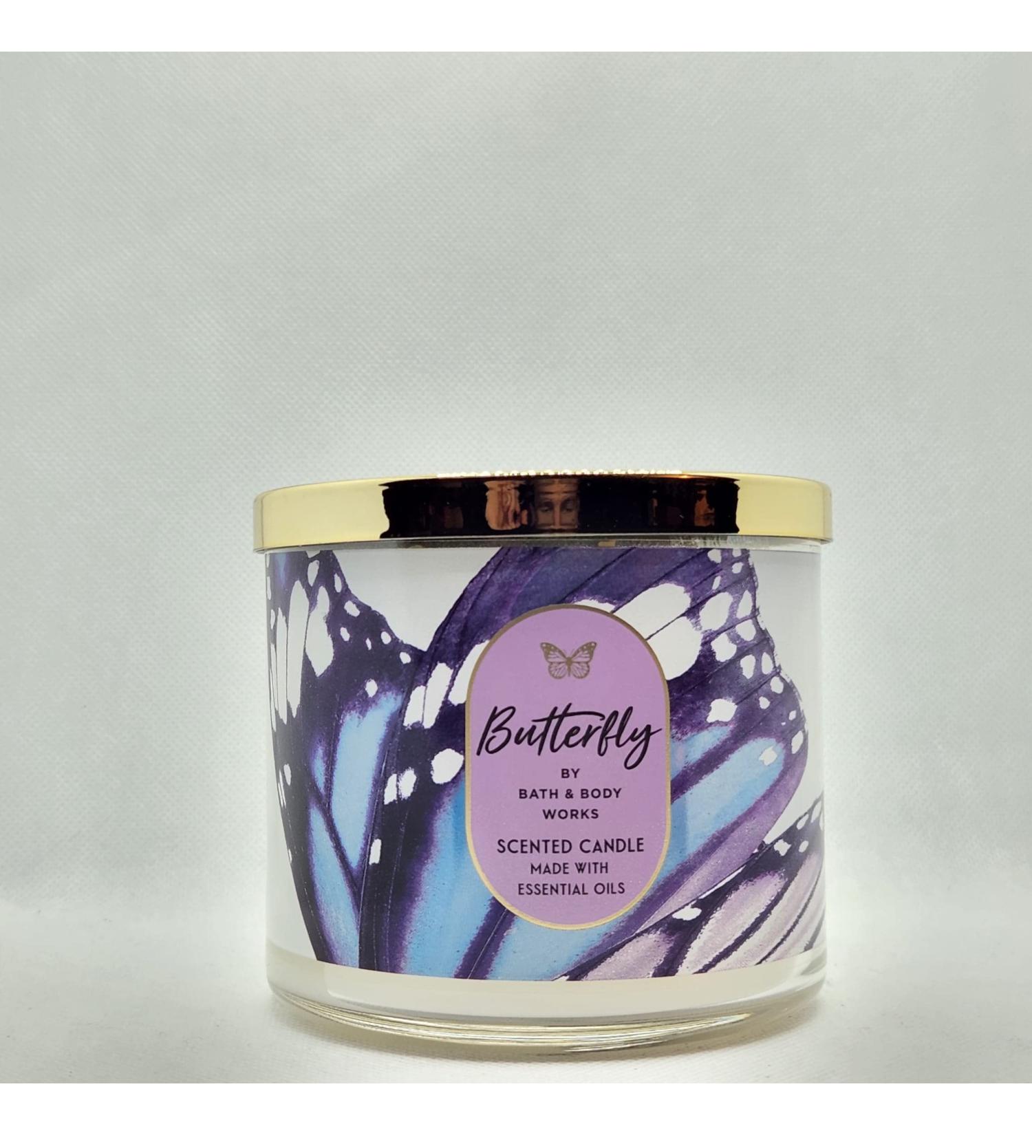 Bath & Body Works White Barn 3-Wick Candle w/Essential Oils - 14.5 oz - 2022 Early Summer Scents! (Butterfly)