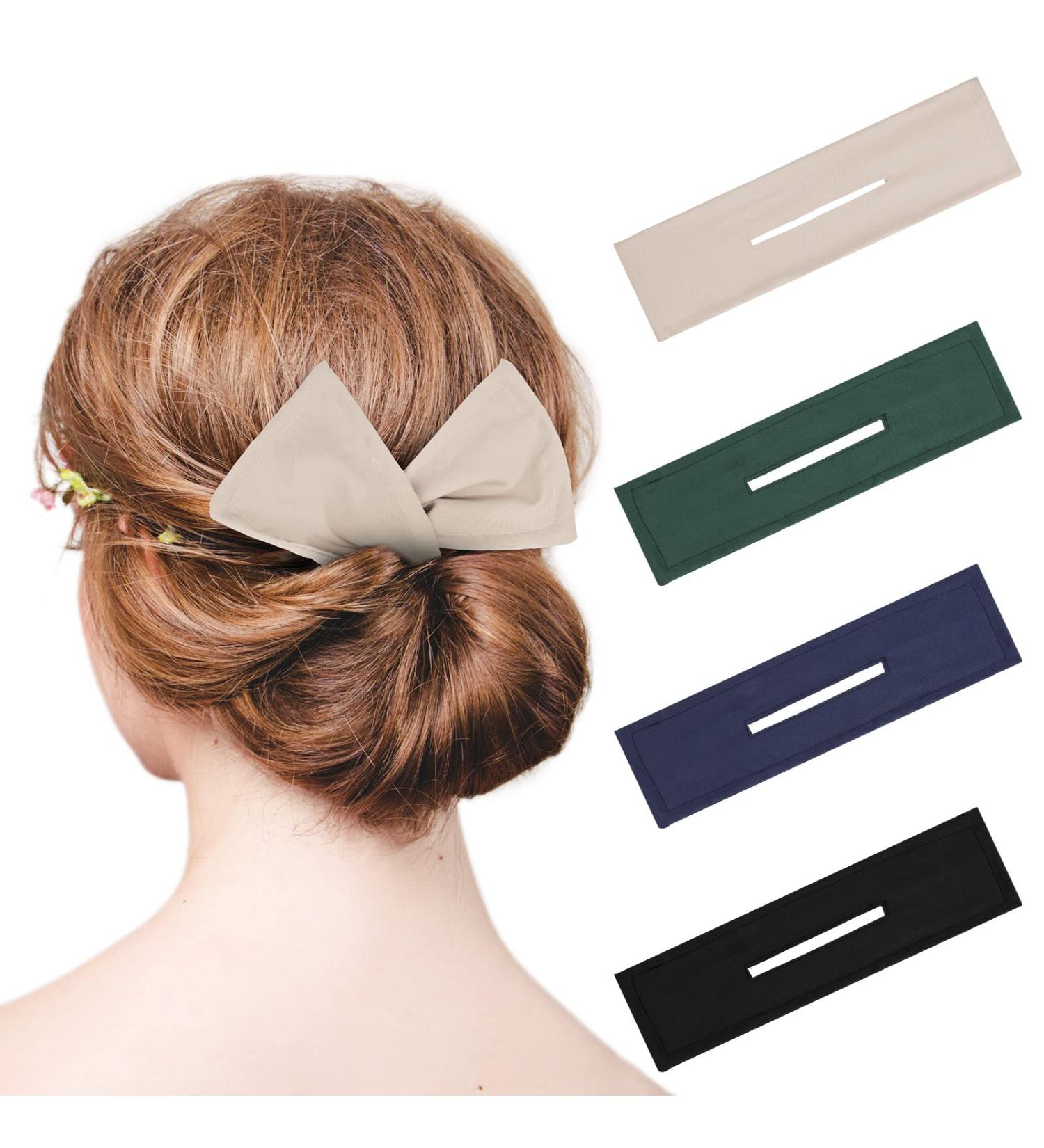 4-Pack Deft Hair Bun Makers - French Doughnut Style in Black, Khaki, Green & Dark Blue - Buy Online on GoSupps.com