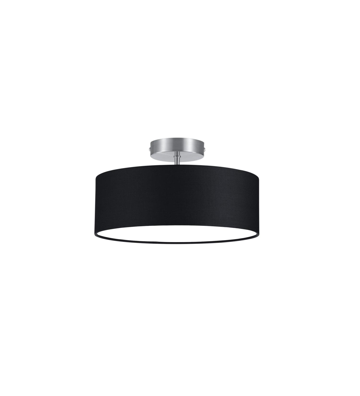 Modern Nickel Matte Ceiling Lamp - Black Fabric Shade 2 x E14 30 cm - Stylish Round Ceiling Light for Home Decor - Buy Online on GoSupps.com