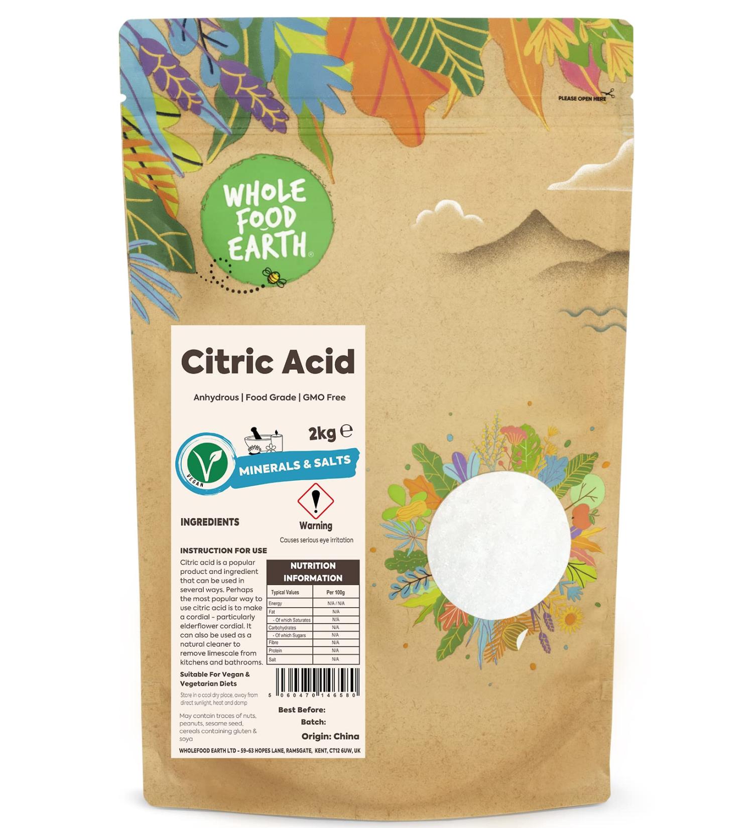 Wholefood Earth Citric Acid 2 kg - Natural Food Preservative - Pack of 1 - Buy Online on GoSupps.com