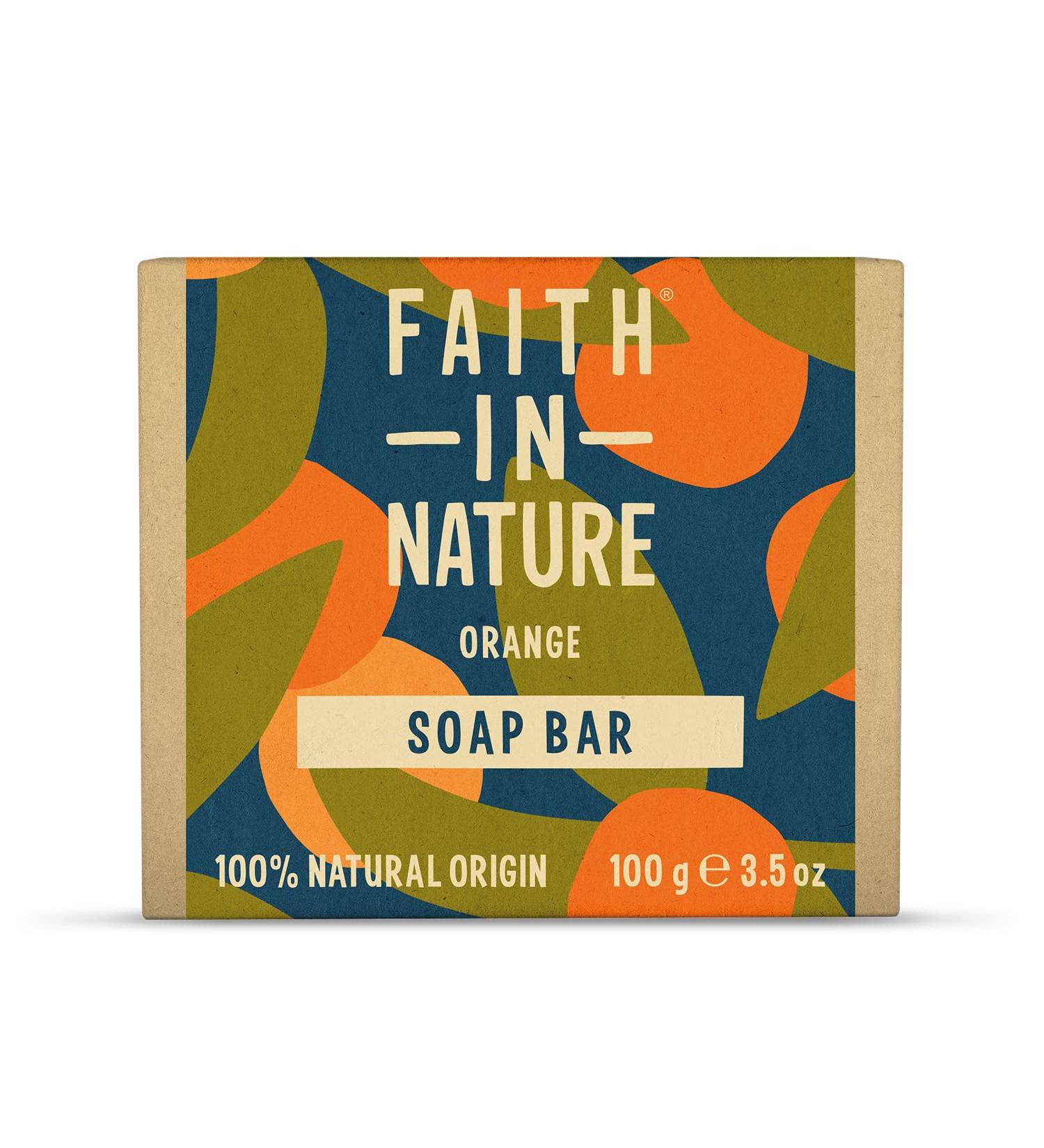 Faith In Nature Natural Orange Hand Soap Bar 100g - Vegan & Cruelty Free | Detoxifying Formula, No SLS or Parabens - Buy Online on GoSupps.com