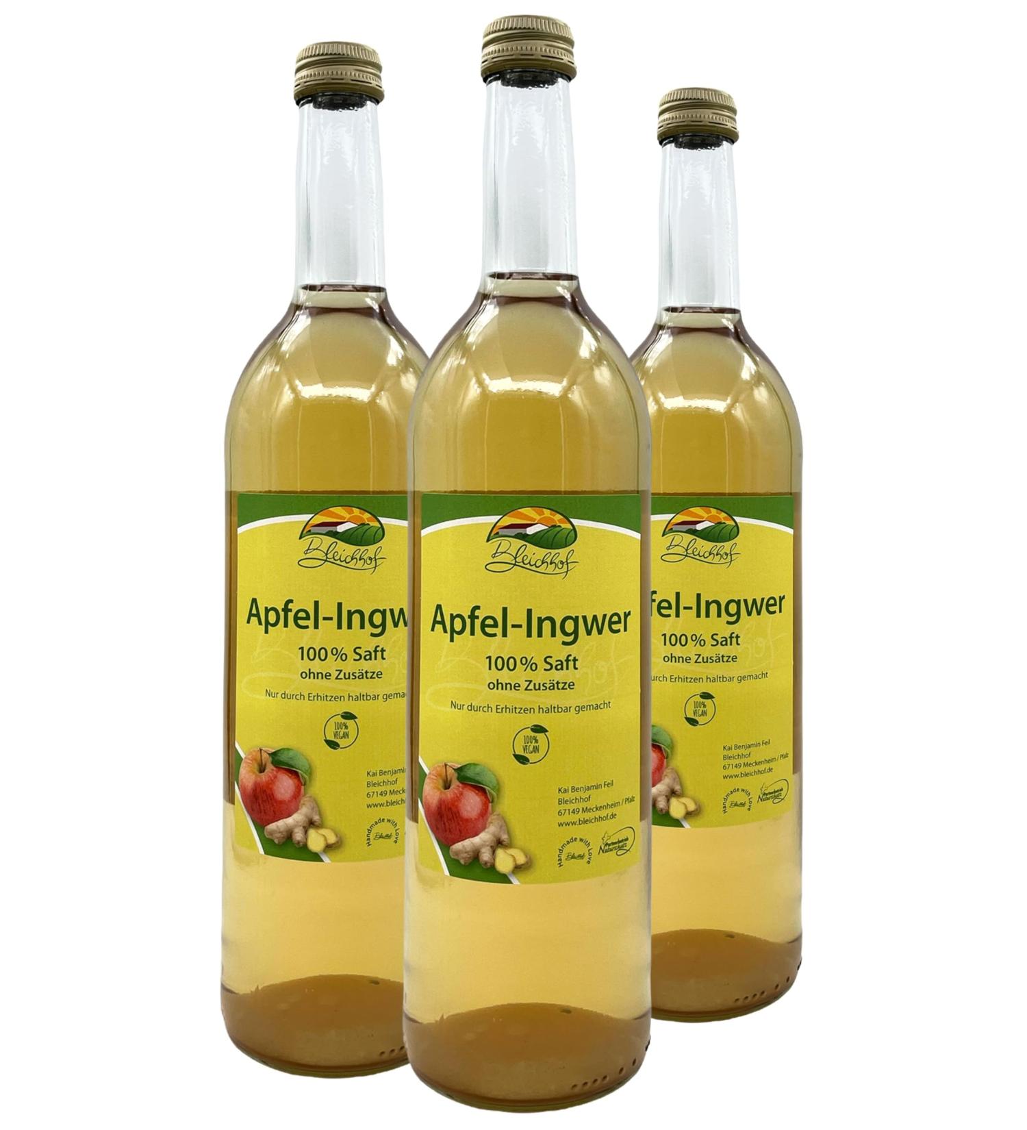  Bleichhof Bleichhof Apple Juice with Ginger Juice - 100% Direct Juice Vegan No Added Sugar 3 Pack (3 x 0.72 L) - Buy Online on GoSupps.com