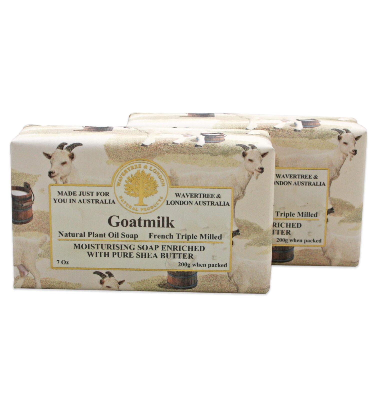 Wavertree & London Goatmilk Moisturizing Natural Soap Bar - 2 Bars, 7oz, French-Milled with Shea Butter Goats Milk - Buy Online on GoSupps.com