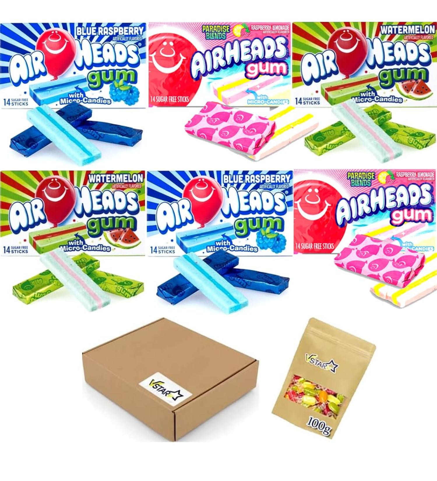 Airheads Sugar Free Candy Gum Variety Pack 6 x 34g - Blueraspberry Watermelon Raspberry lemonade Gum - Buy Online on GoSupps.com