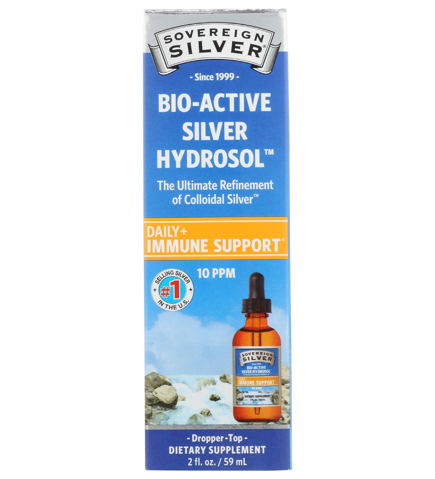 Sovereign Silver Bio-Active Silver Hydrosol Colloidal Silver Liquid Dropper 2 Fl Oz