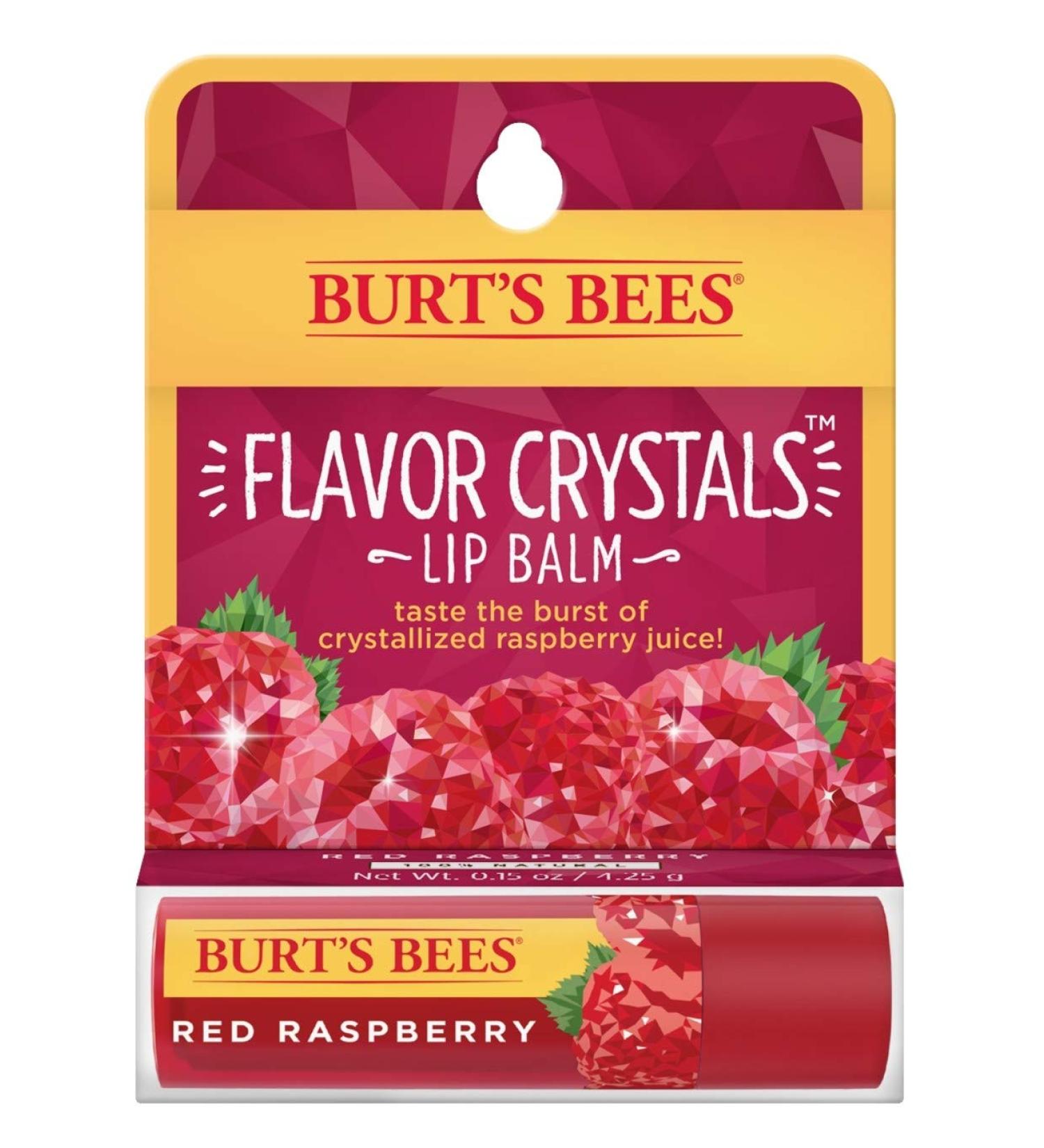 Burt's Bees Red Raspberry Flavor Crystals Lip Balm - 100% Natural with Beeswax & Fruit Extracts - 0.16 oz Tube - Buy Online on GoSupps.com