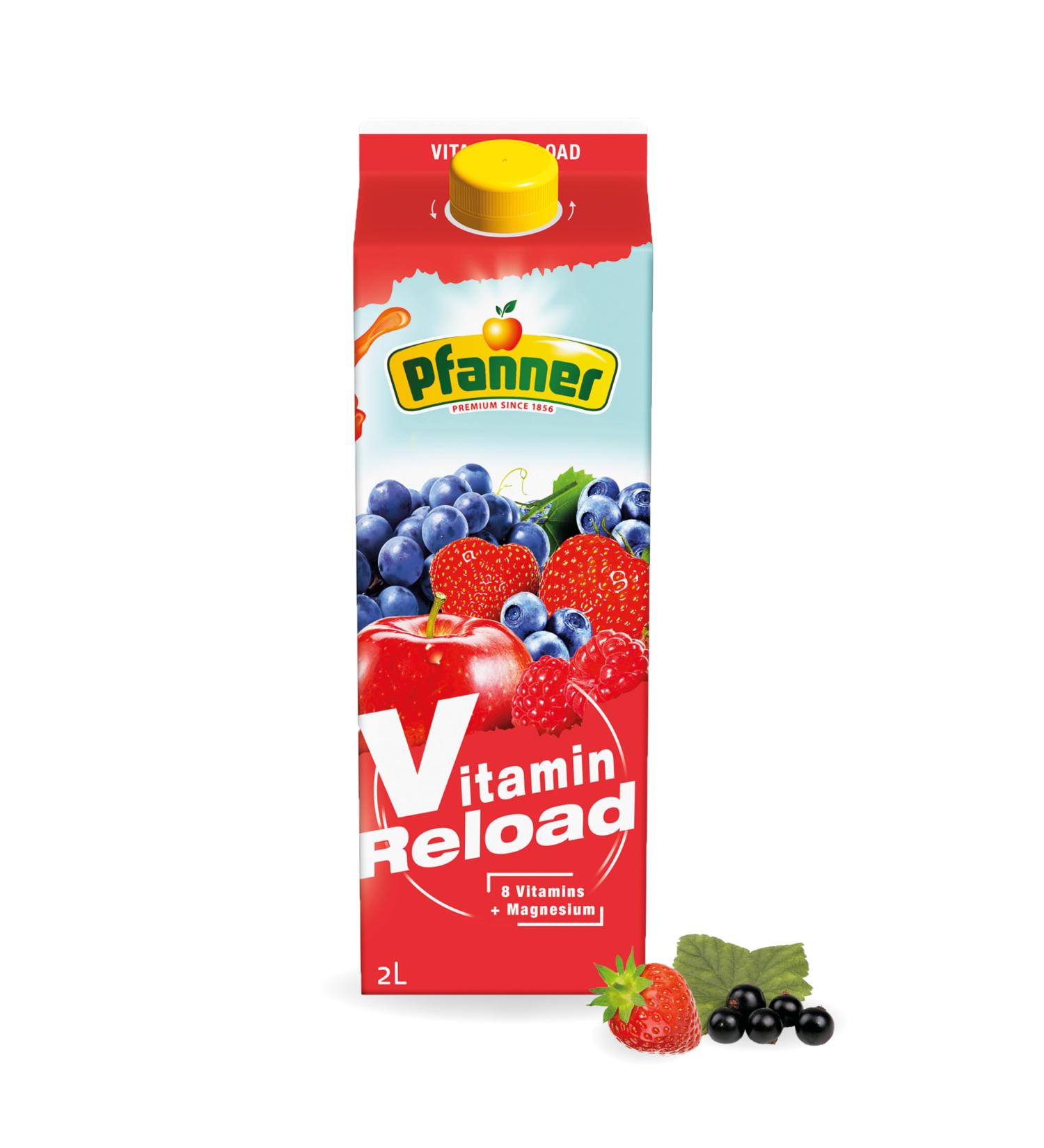 Pfanner Vitamin Reload Drink - 2L Enriched with Vitamins B1 B2 B3 B6 B7 Magnesium E & C - Boost Your Health | Buy Online Internationally - Buy Online on GoSupps.com