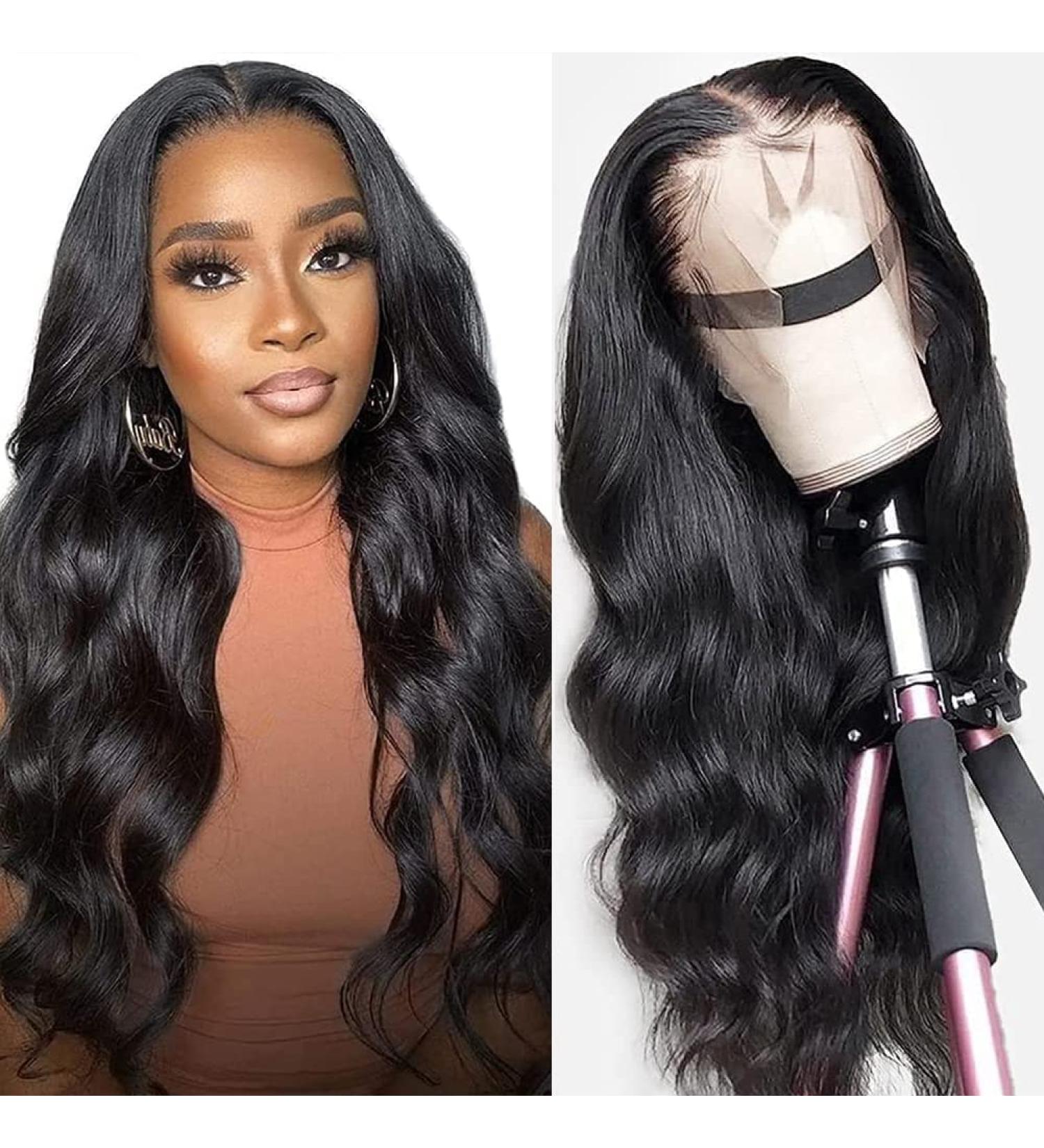Anyweek 26 Inch HD Transparent Lace Frontal Wig | 180% Density | Glueless & Pre Plucked | Body Wave Human Hair Wig for Black Women - Buy Online on GoSupps.com