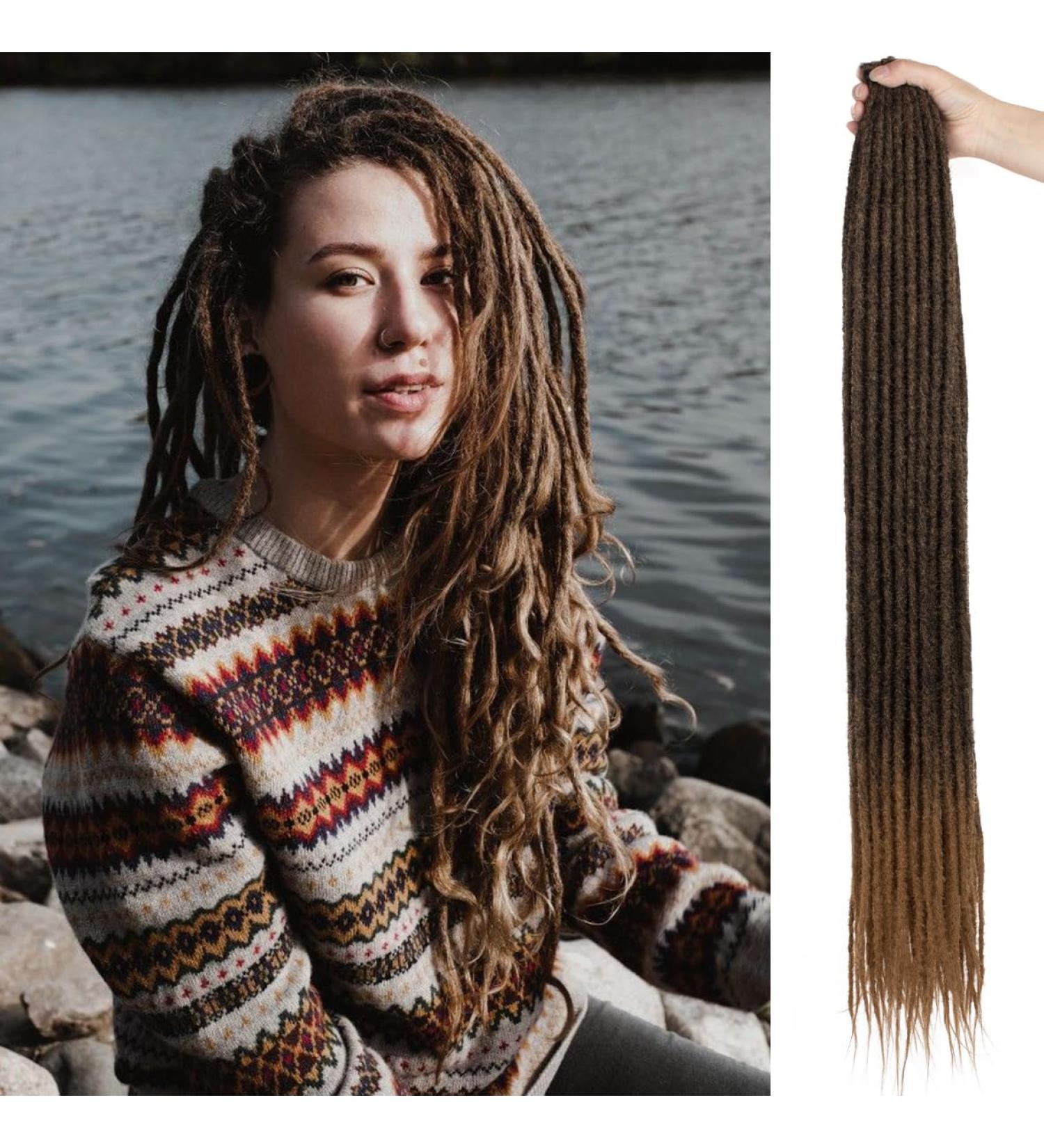 Leeven 36 Ombre Dreadlock Extensions - 20 Strands Soft Crochet Hair in Ombre Brown - T27# 36 Inch - Buy Online on GoSupps.com