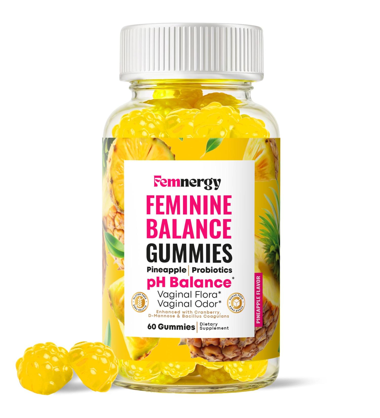 Feminine Balance Probiotic Gummies for Women - Vaginal Health & pH Balance Natural Gummy Supplement with Probiotics Pineapple Cranberry Vitamin C - Women's Healthy Odor & Flora Support - Gluten-Free - Buy Online on GoSupps.com