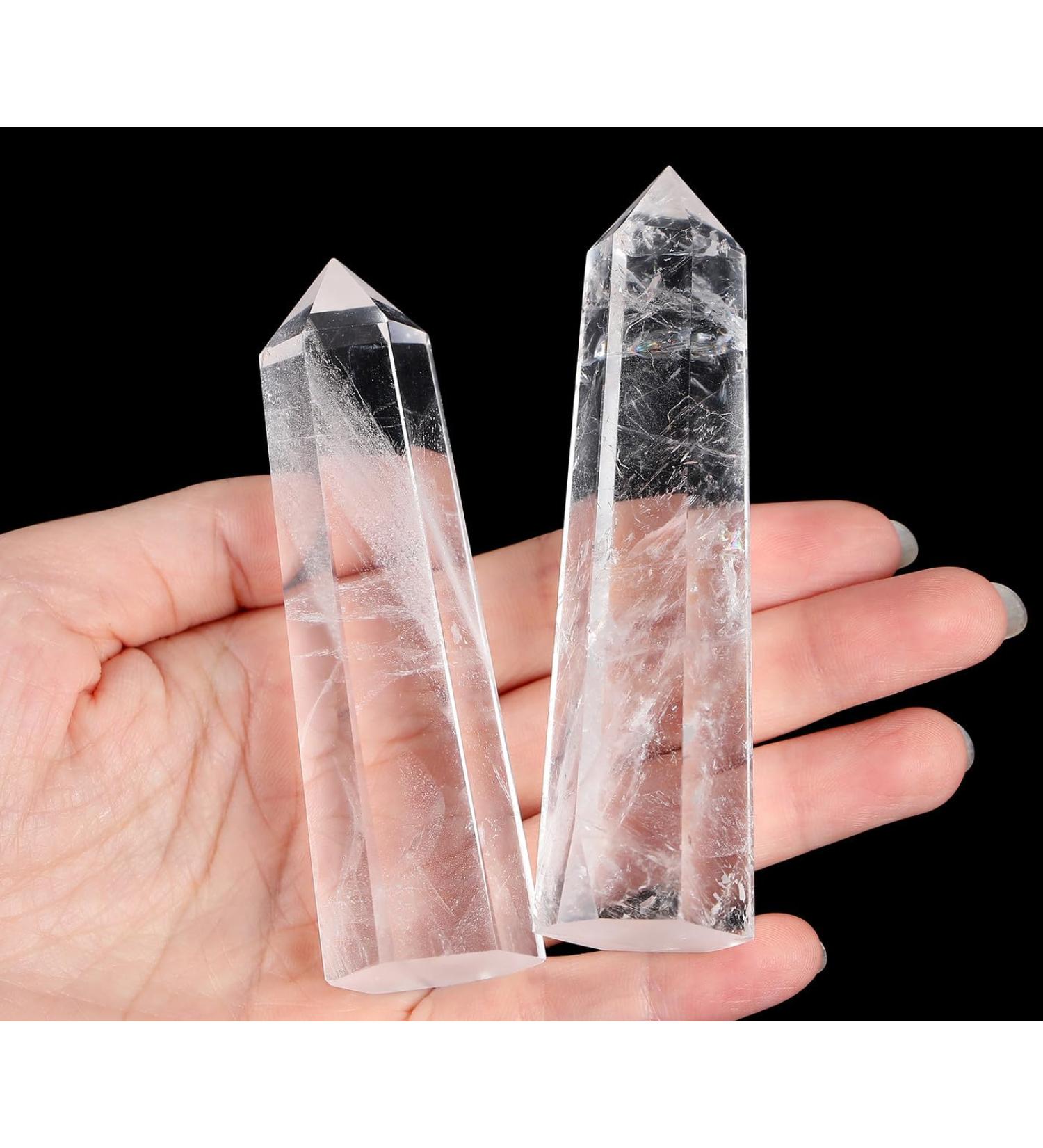 Large Clear Quartz Crystal Point Hexagonal Wand - Natural Gemstone for Reiki Balancing & Meditation - Witchcraft Supply - 1PC Z - Buy Online on GoSupps.com
