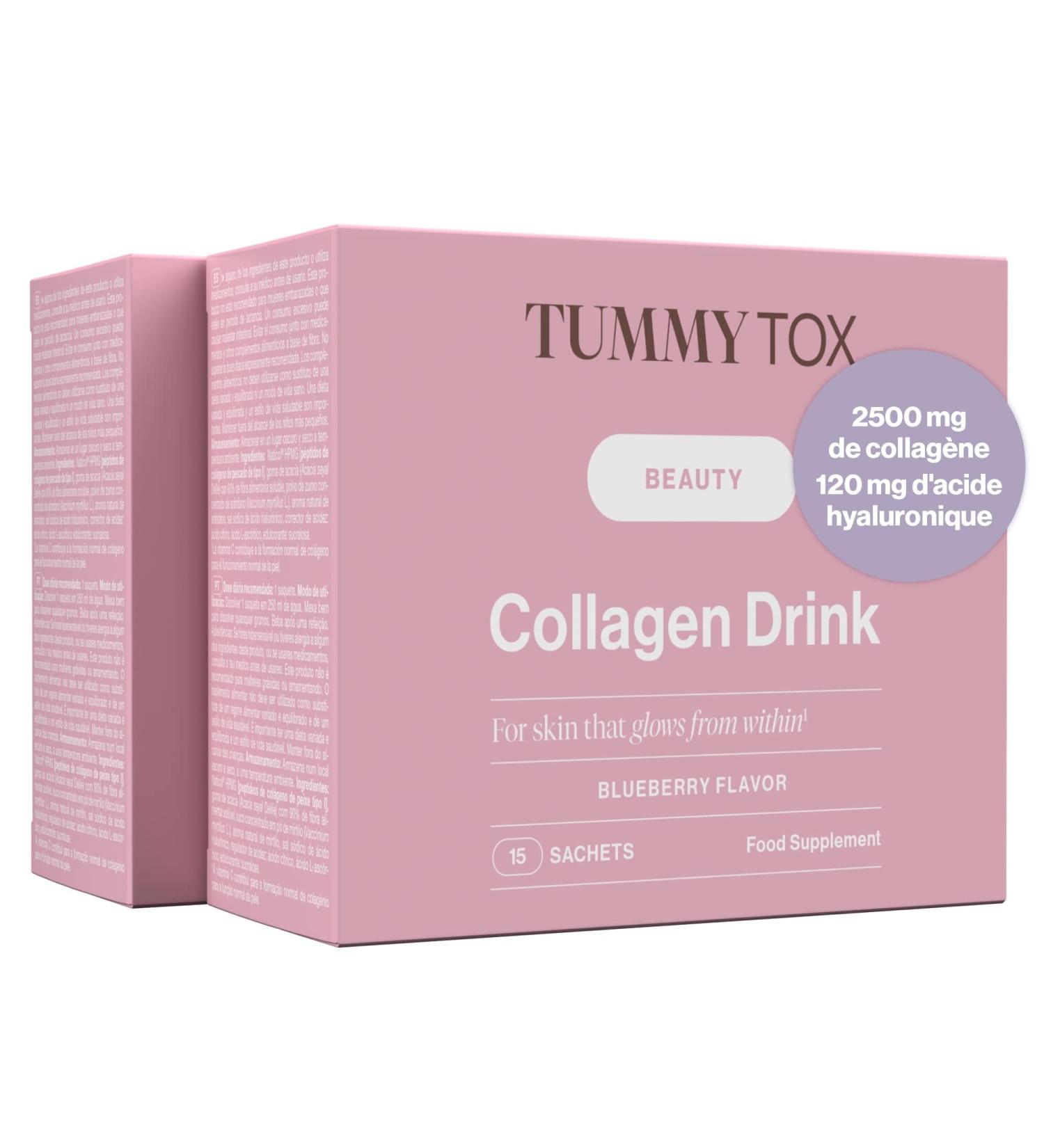 Marine Collagen Hyaluronic Acid and Vitamin C 2500mg Hydrolyzed Collagen Type I 30 Bags for 30 Days Blueberry Flavor Collagen Drink Tummy Tox - Buy Online on GoSupps.com