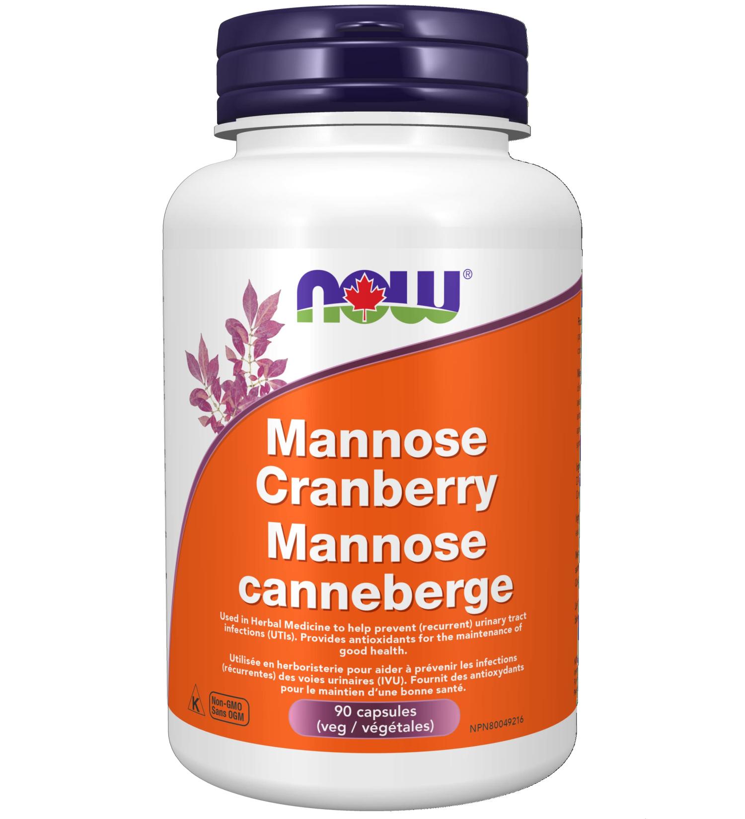 NOW Supplements Mannose Cranberry 700mg Capsules 90 Count - Buy Online on GoSupps.com