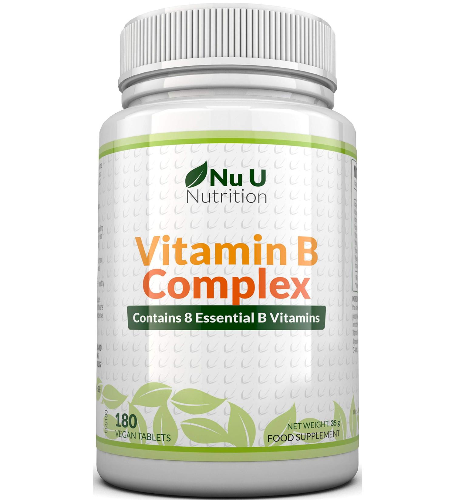 High Strength Vitamin B Complex - 180 Vegan Tablets - 6 Month Supply | Nu U Nutrition - Buy Online on GoSupps.com