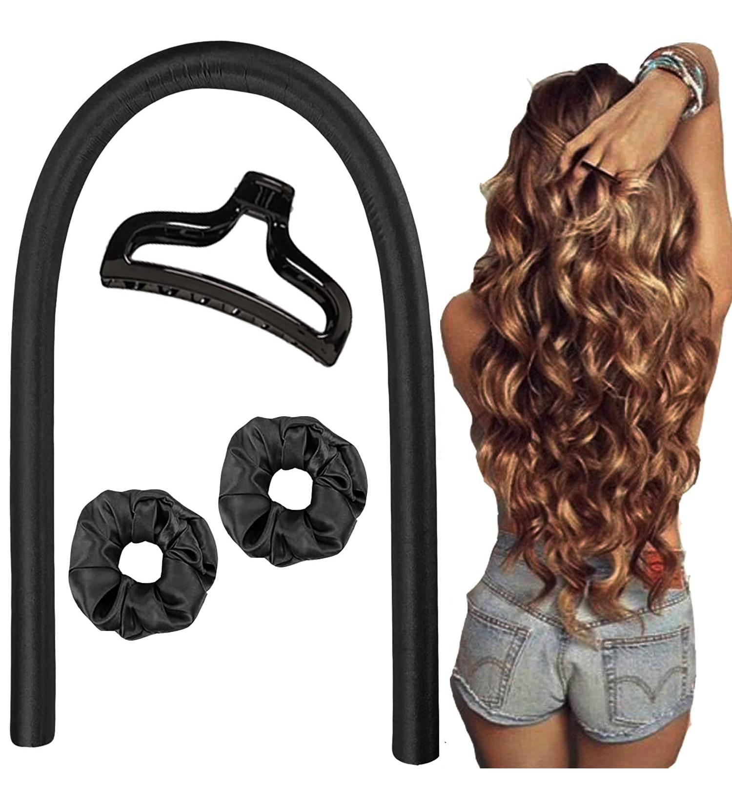 Overnight Curling Headband | Silk Strap Hair Curlers for Effortless Curls While Sleeping - Black - Buy Online on GoSupps.com