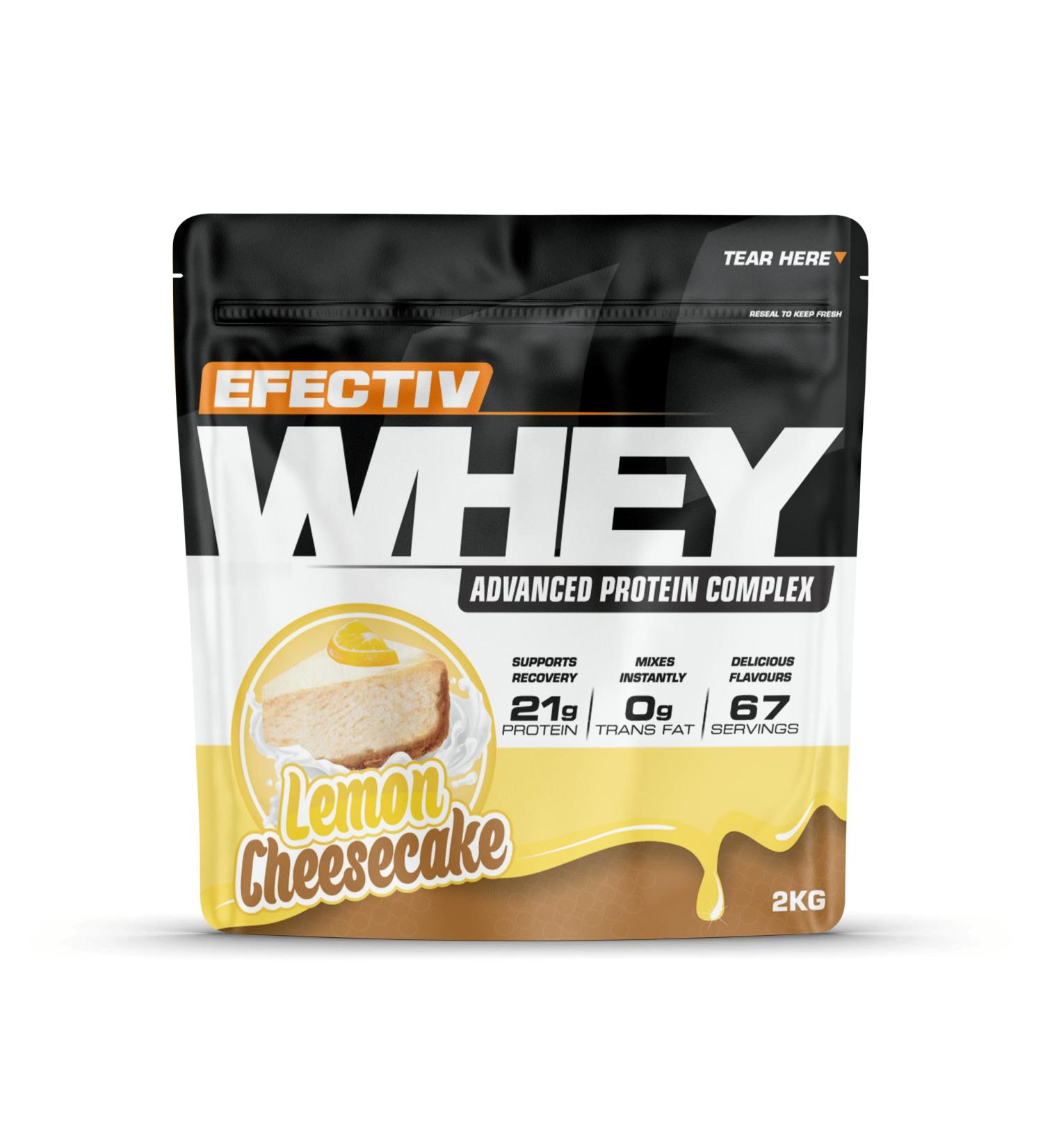 Efectiv Sports Nutrition 2Kg Lemon Cheesecake Whey Shake - Best International eCommerce Protein Supplement - Buy Online on GoSupps.com