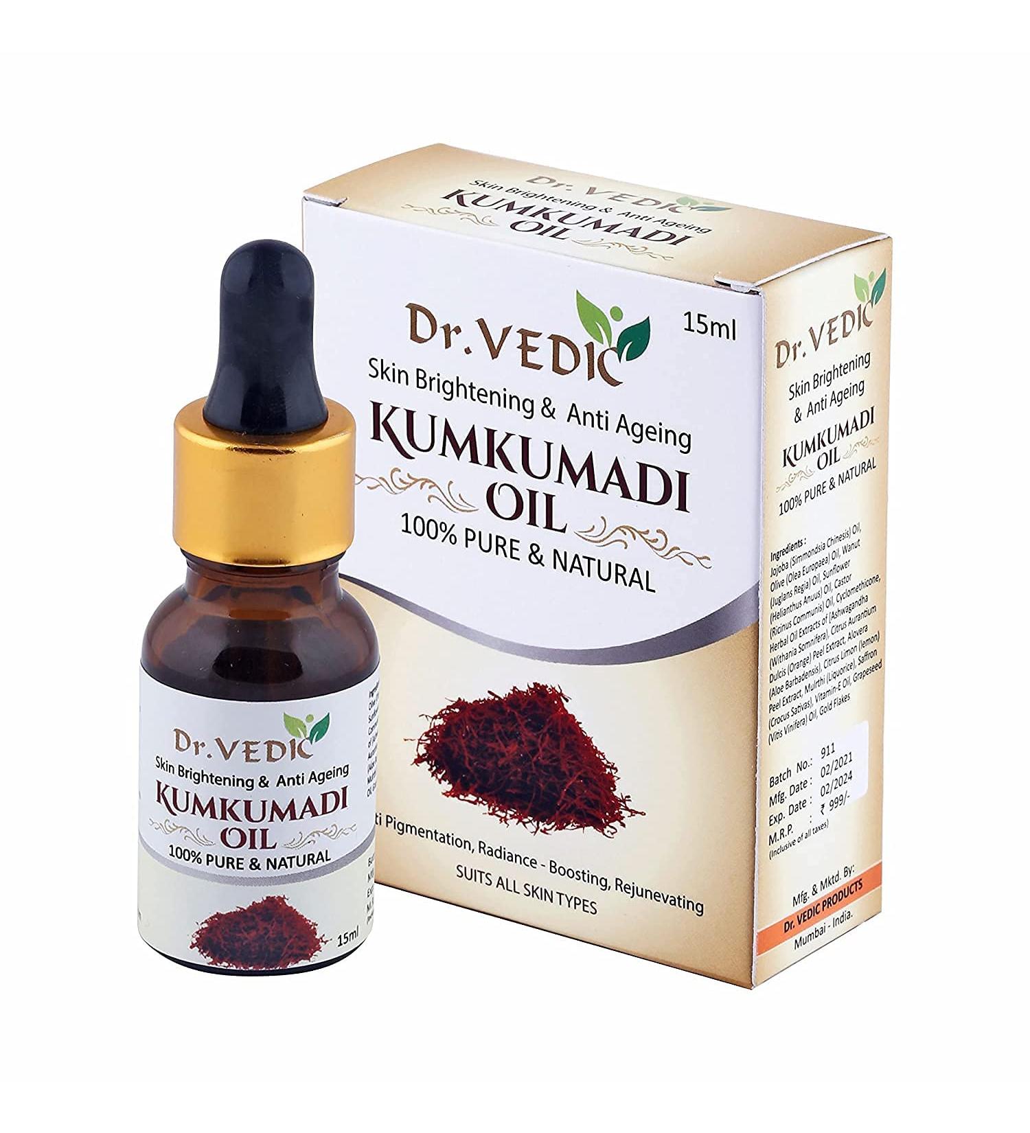  QURA QURA Kumkumadi Oil for dark circles soothing fine lines brightening pigmentation acne (all skin types) 15 ml - Buy Online on GoSupps.com