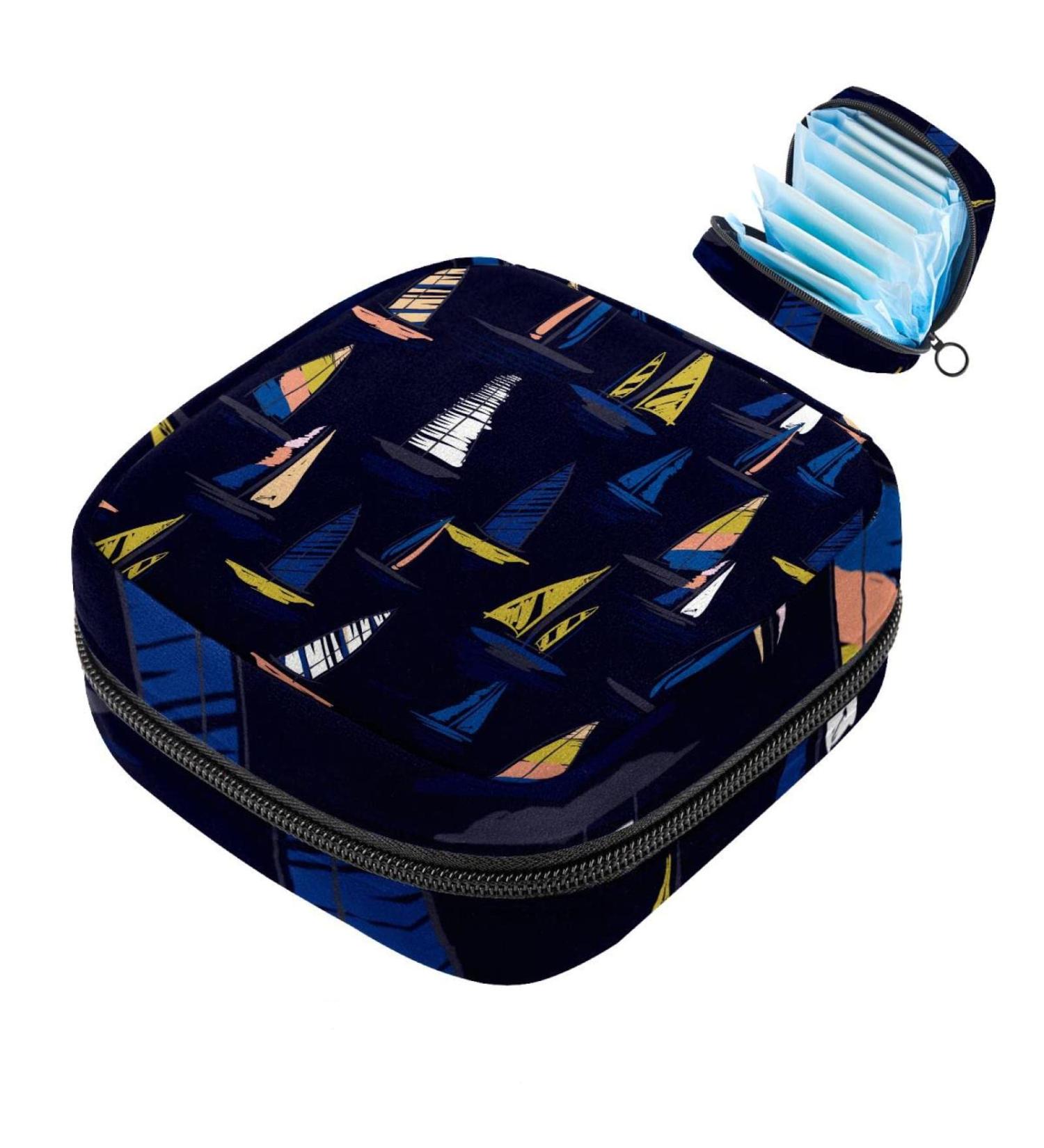 Colorful Sailboat Women's Napkin Storage Bag - Portable Menstrual Cup & Bandage Organizer for First Period | Shop Now! - Buy Online on GoSupps.com