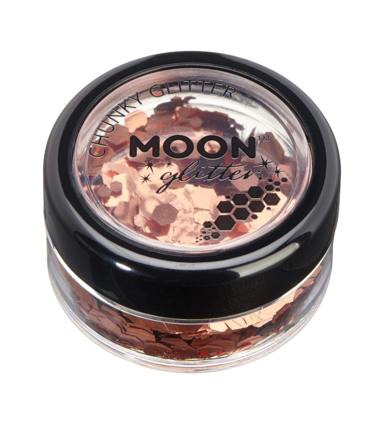 Moon Glitter Copper Bronze Chunky Glitter - 3g - Cosmetic Festival Makeup for Face, Body, Nails, Hair, Lips - Buy Online on GoSupps.com