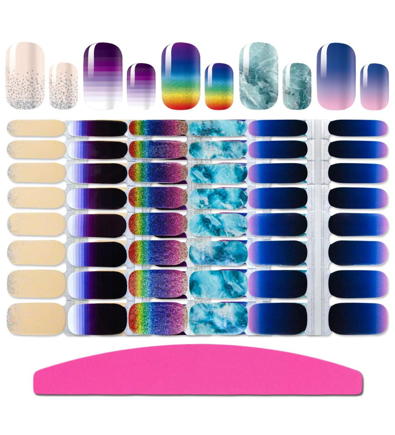 SILPECWEE Gradient Nail Polish Strips - 5 Sheets Self Adhesive Stickers & 1pc Nail File - Buy Online on GoSupps.com