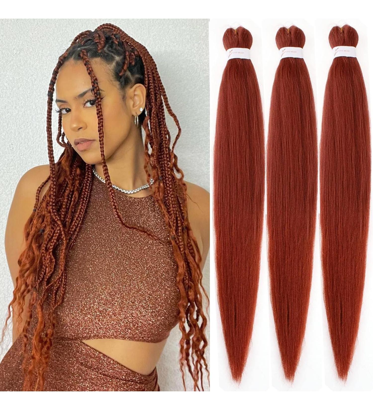 Leeven 3 Packs Copper Red Pre Stretched Braiding Hair 26 Inch Yaki Straight EZ Braiding Crochet Braids for Box Braids Ginger Braiding Hair Extensions /26 Inch 350# 26 Inch (Pack of 3) 350# - Buy Online on GoSupps.com