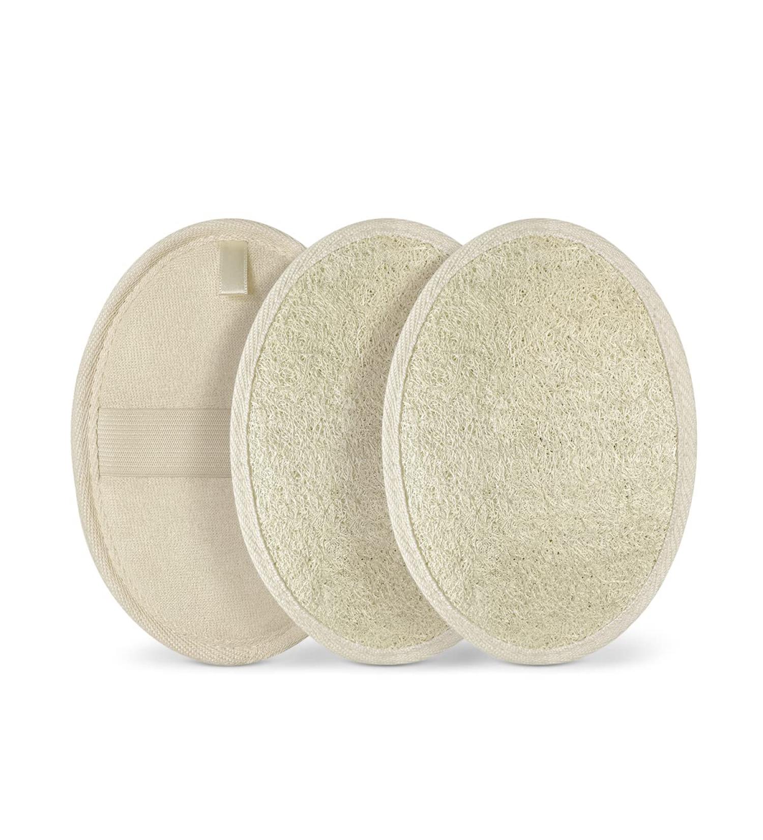 Organic Loofah Sponge 3 Pack - Natural & Eco-Friendly Body Scrubber for Shower - Biodegradable Exfoliating Pad for Dead Skin Removal - Buy Online on GoSupps.com