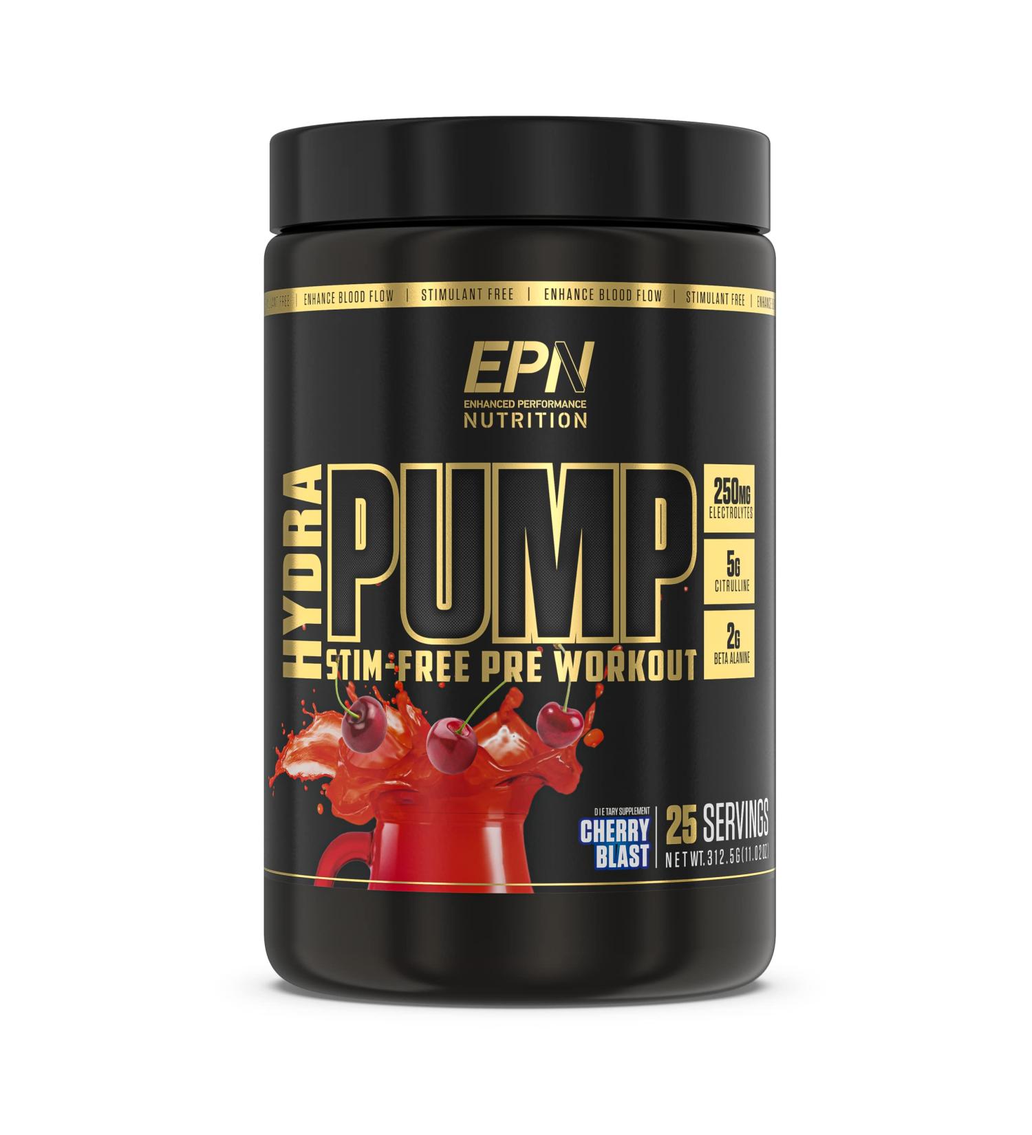 HydraPump | #1 Stim-Free Pre Workout Powder with Nitric Oxide Electrolytes & Nootropics - Cherry Blast for Pumps Focus & Muscle Growth - Buy Online on GoSupps.com