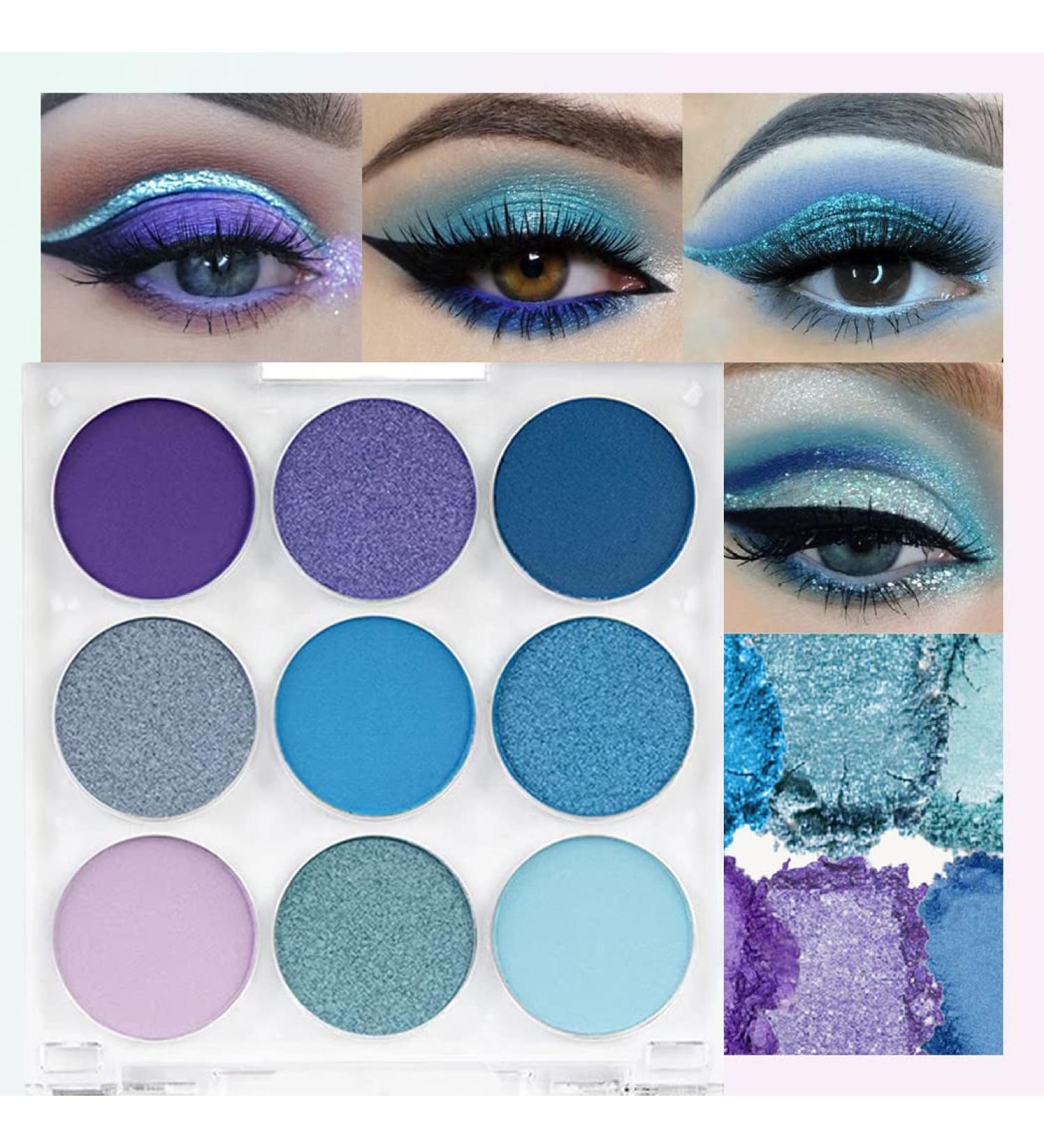 9 Colors Shimmer Matte Blue Eyeshadow Palette - Highly Pigmented and Blendable Shades for Stunning Blue Eye Makeup - Blue-2 Palette - Buy Online on GoSupps.com