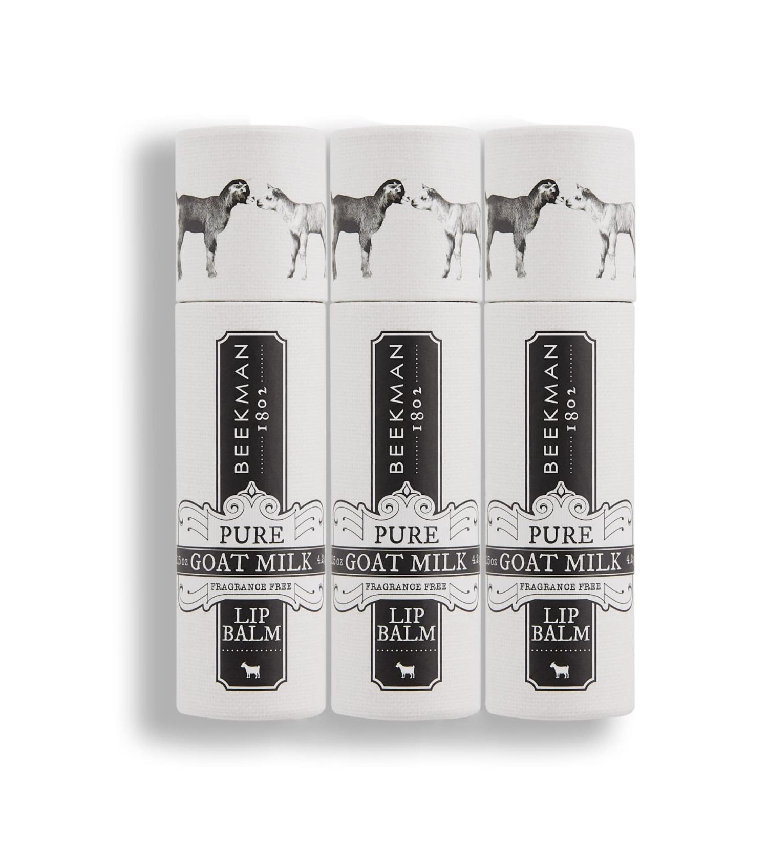 Buy Beekman 1802 Lip Balm (0.15 oz Pack of 3) - Goat Milk Vitamin E & Beeswax for Dry Lips - Sensitive Skin Cruelty Free Fragrance-Free - Buy Online on GoSupps.com