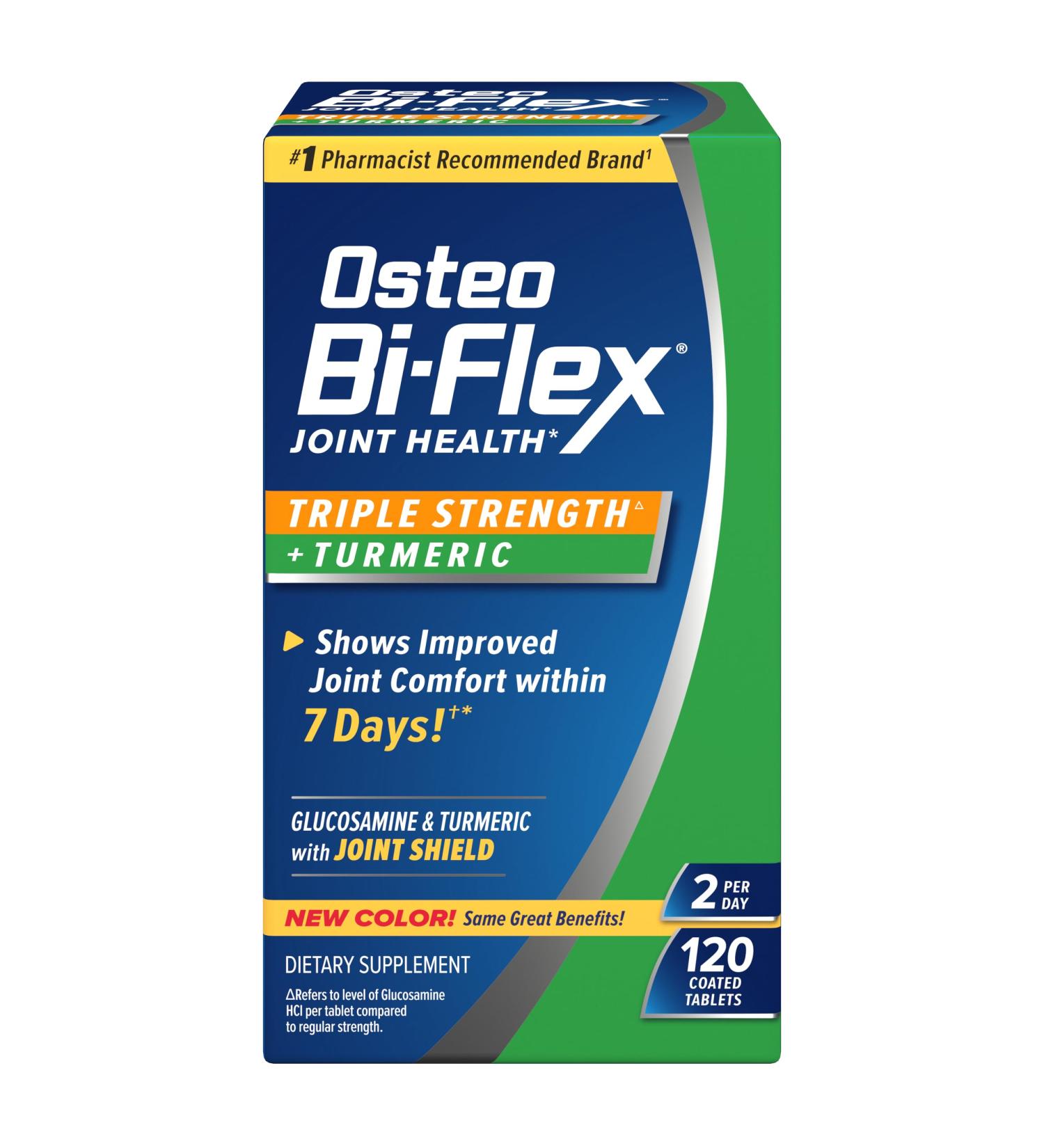 Osteo Bi-Flex Glucosamine Triple Strength Plus Turmeric Supplement with Curcumin for Joint Support and Range of Motion 60 Day Supply 120 Coated Tablets Joint Health Nutritional Supplements 120 Count (Pack of 1) - Buy Online on GoSupps.com