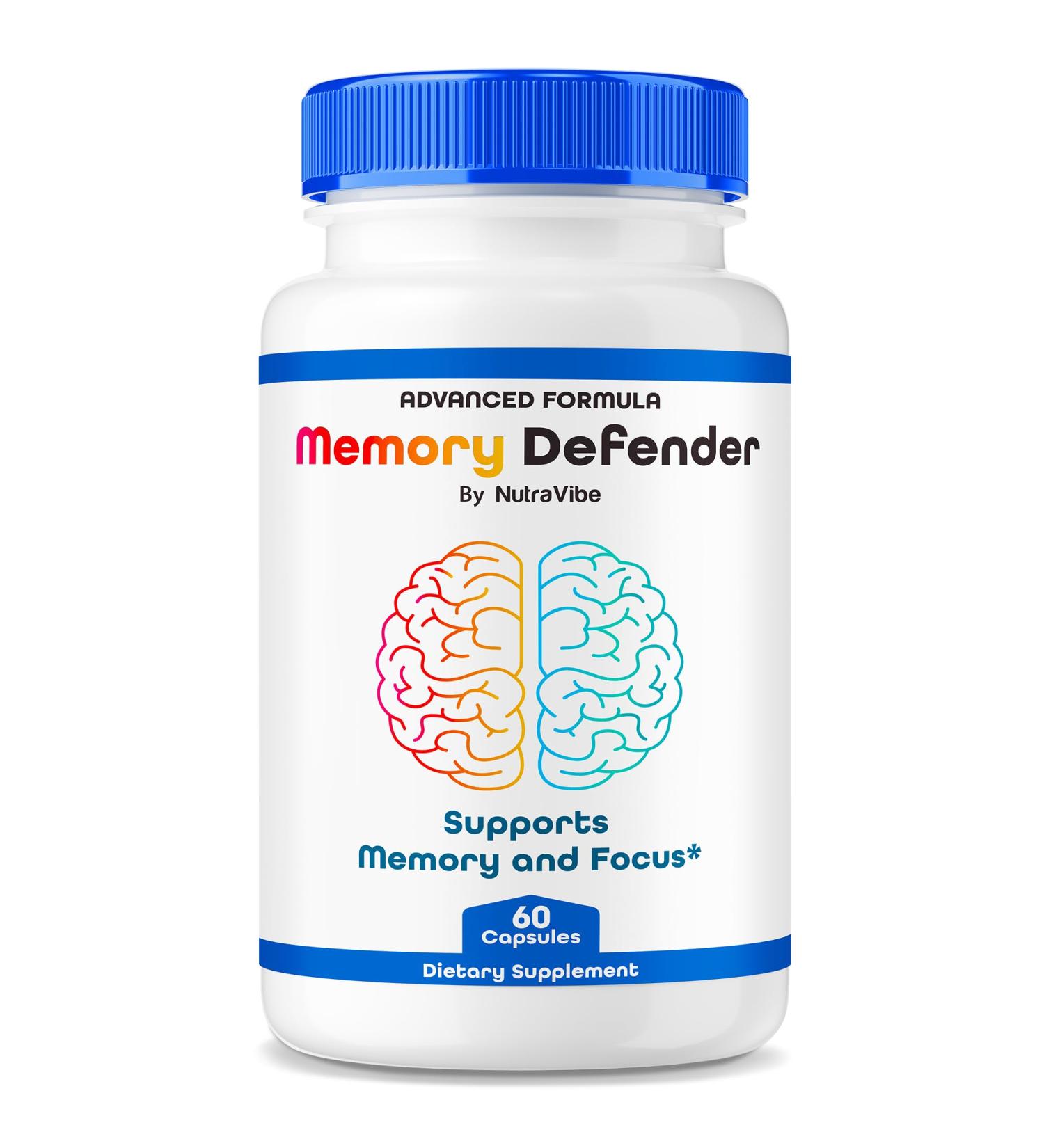 Memory Defender Capsules- Premium Daily Support to Sharpen Memory Focus & Concentration All-Natural Ingredients for Balanced Health and Function Easy-to-Swallow Pills (60 Capsules) - Buy Online on GoSupps.com