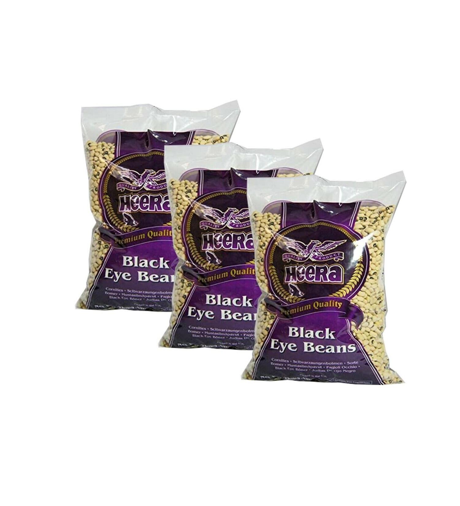 Heera Black Eye Beans 2 kg - Popular Ingredient In Traditional Indian Cuisine - Can Be Used In Variety Of Dishes (Pack of 3)
