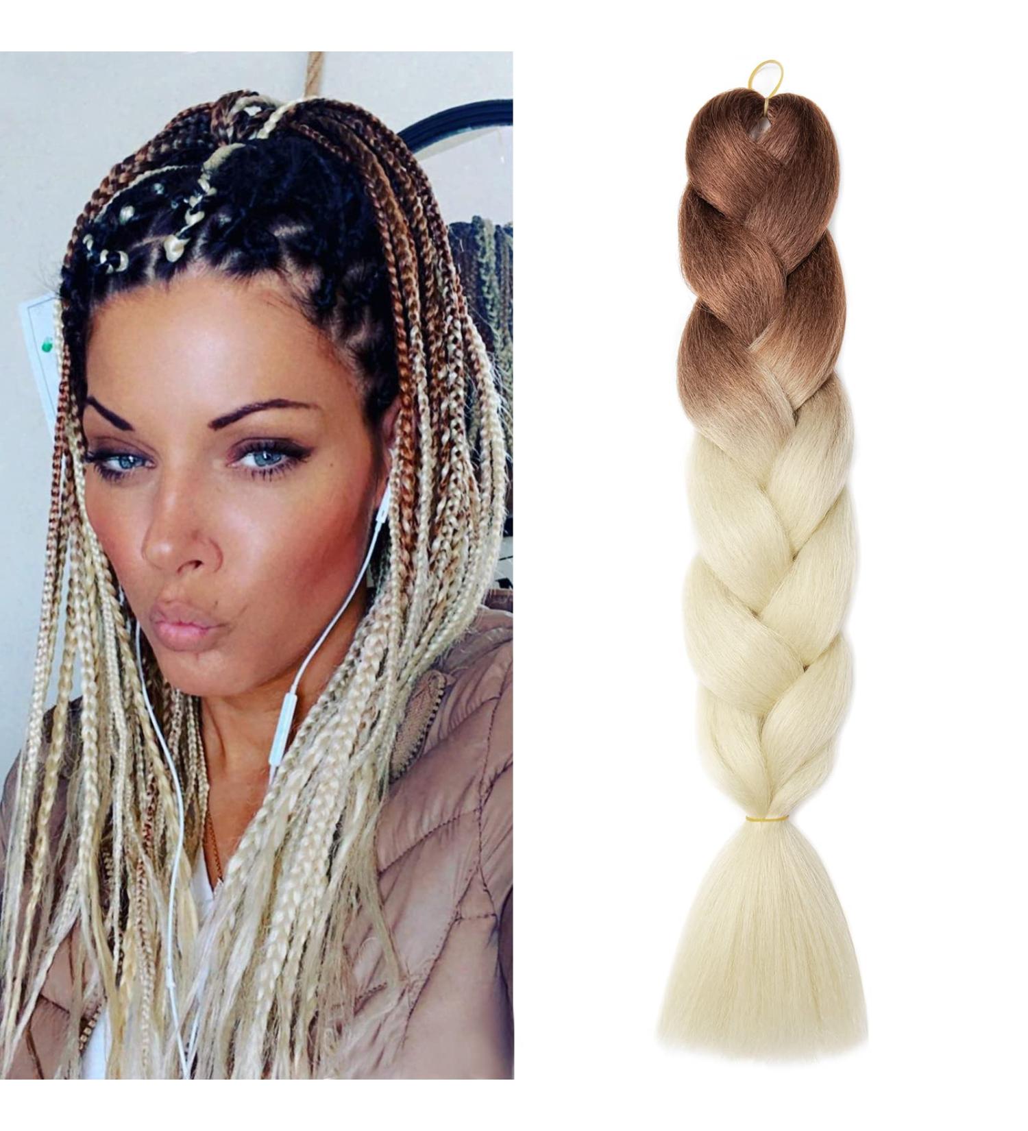 Gairyan Jumbo Braid Extensions - 24 Ombre Synthetic Hair for Crochet Twists - 100g Brown & Beige (1pcs) - Perfect for Infllammatory Styles - Buy Online on GoSupps.com