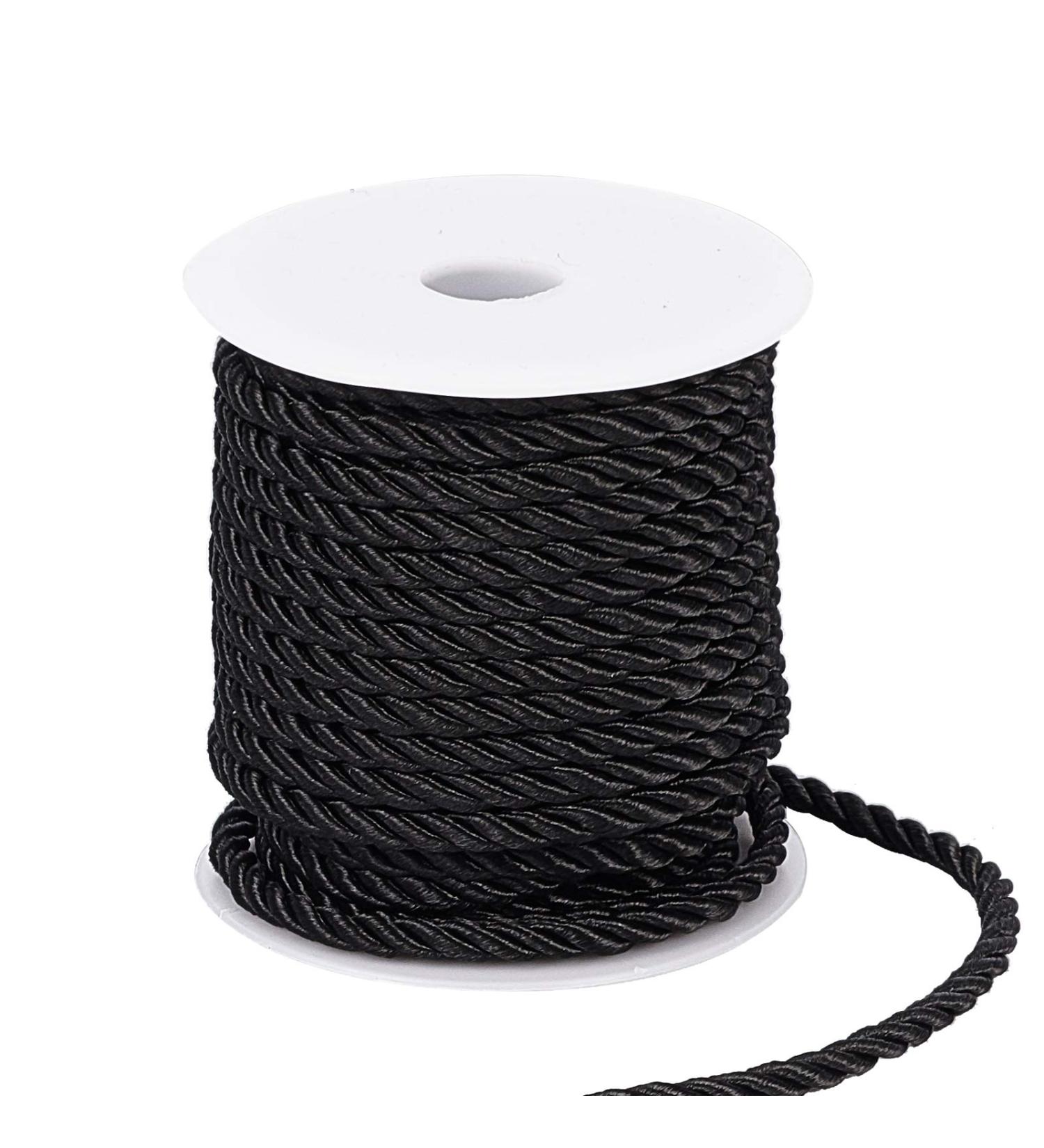 PandaHall 5mm Black Braided Cord Trim - 59 ft Decorative Twine Rope for Home Decor, Costumes, and Graduation Honor Cords - Buy Online on GoSupps.com