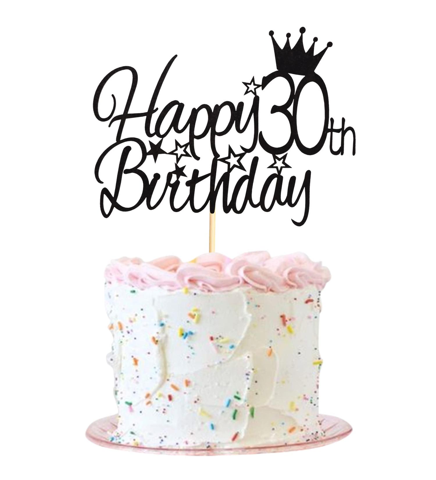 Arthsdite 30th Happy Birthday Cake Topper Adult 30 Food Picks for Celebrating Thirty Years Old Birthday Anniversary Party Decorations Supply- Black Glitter Black 30 - Buy Online on GoSupps.com
