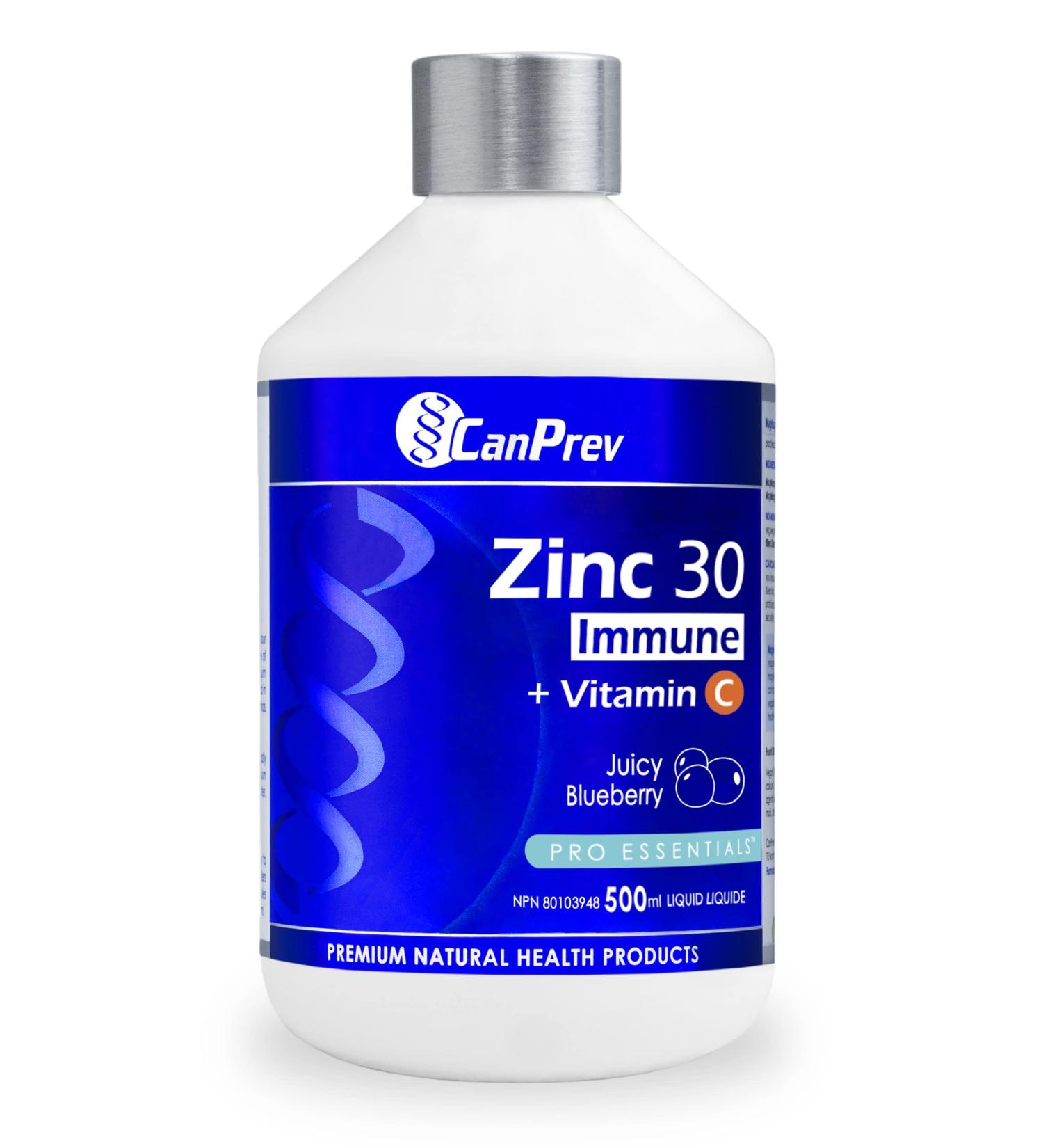 CanPrev Zinc 30 Immune + Vitamin C Liquid 50ml - Juicy Blueberry - Buy Online on GoSupps.com