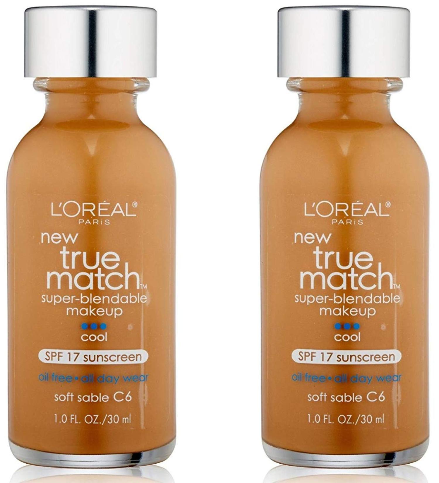 Loreal Paris True Match Super Blendable SPF 17 Cool Soft Sable Foundation Makeup - 2 per case.