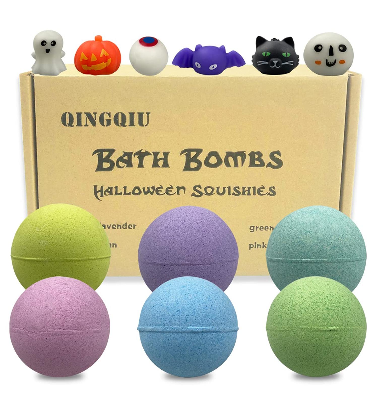 QINGQIU 6 Pack Halloween Bath Bombs with Squishy Toys - Perfect Halloween Treat Bags Gifts for Kids - Buy Online on GoSupps.com