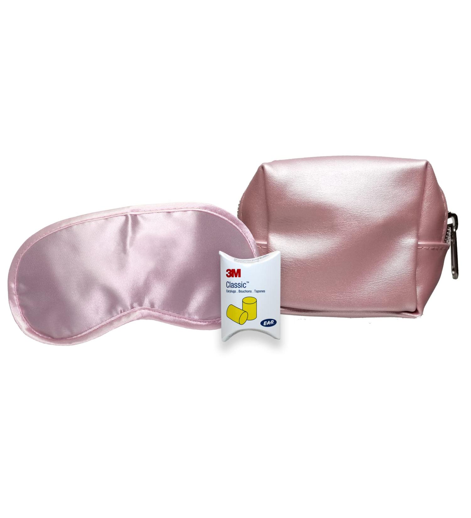in Flight Mind Contempo Sleep Mask with Eraplugs & Travel Pouch Eye Mask for Sleeping with Adjustable Velcro Strap Super Soft Sleeping Mask Comfortable Eye Covers for Sleeping Men & Women Pink