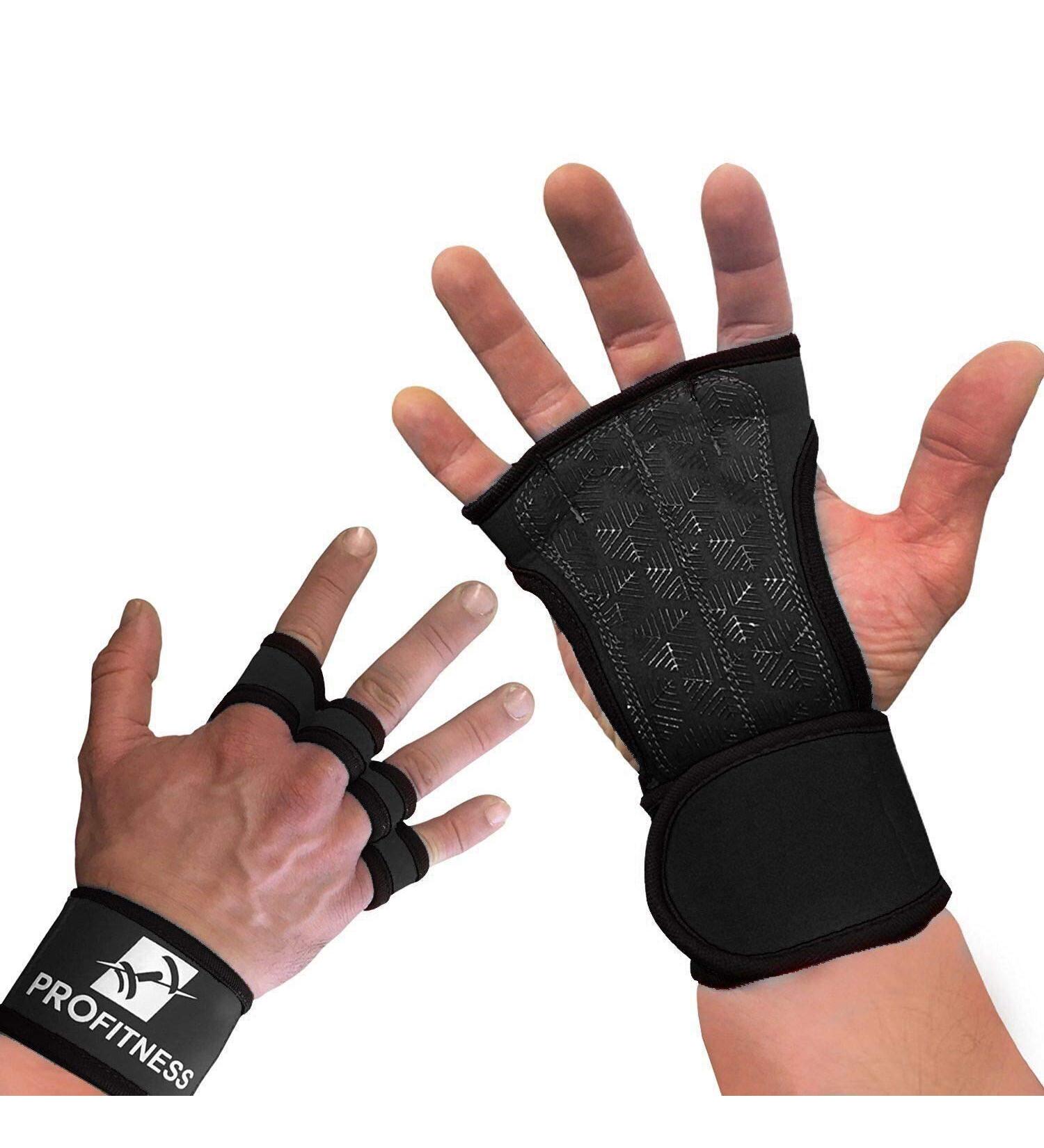 ProFitness Cross Training Gloves with Non-Slip Palm & Wrist Wrap Support | Prevent Calluses, Perfect for WODs & Weightlifting | Black, Medium | Men & Women - Buy Online on GoSupps.com