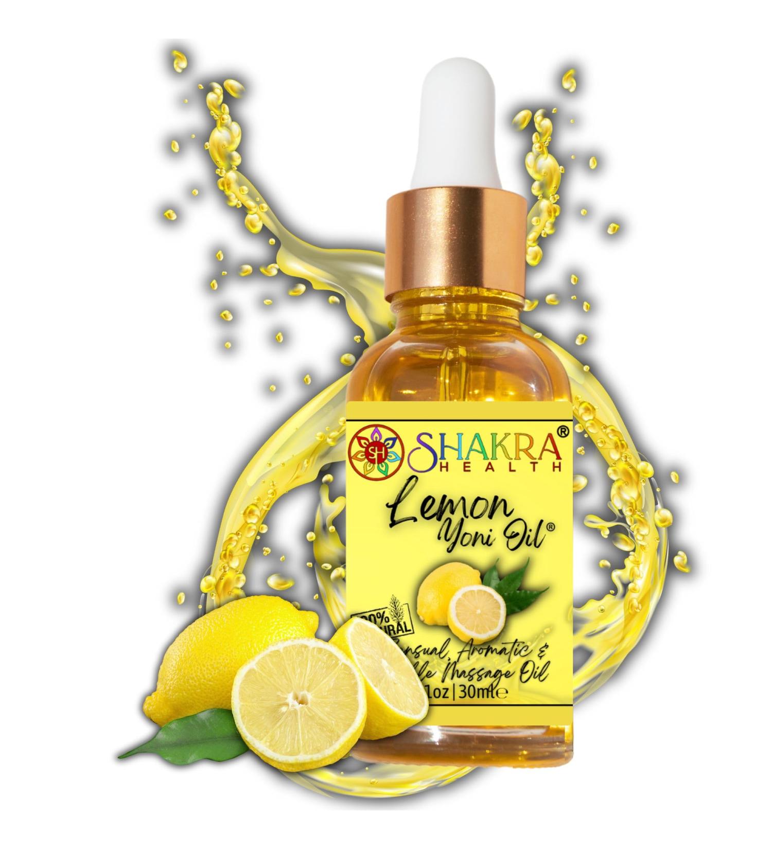 Yoni l Lemon Organic Body Massage Oil - Vegan Travel Size | Refreshing Fragrance pH Balanced & Moisturizing - Buy Online on GoSupps.com