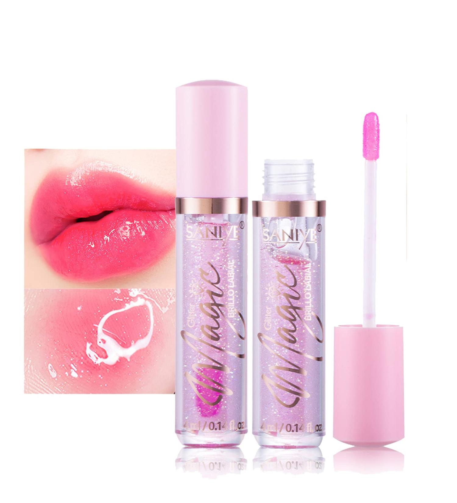 Pink Hydrating Lip Glow Oil - Glass Finish Lip Gloss, Color Changing Temperature Sense Lip Oil Tint for Dry Lip Care - Long Lasting (4ML) - Buy Online on GoSupps.com
