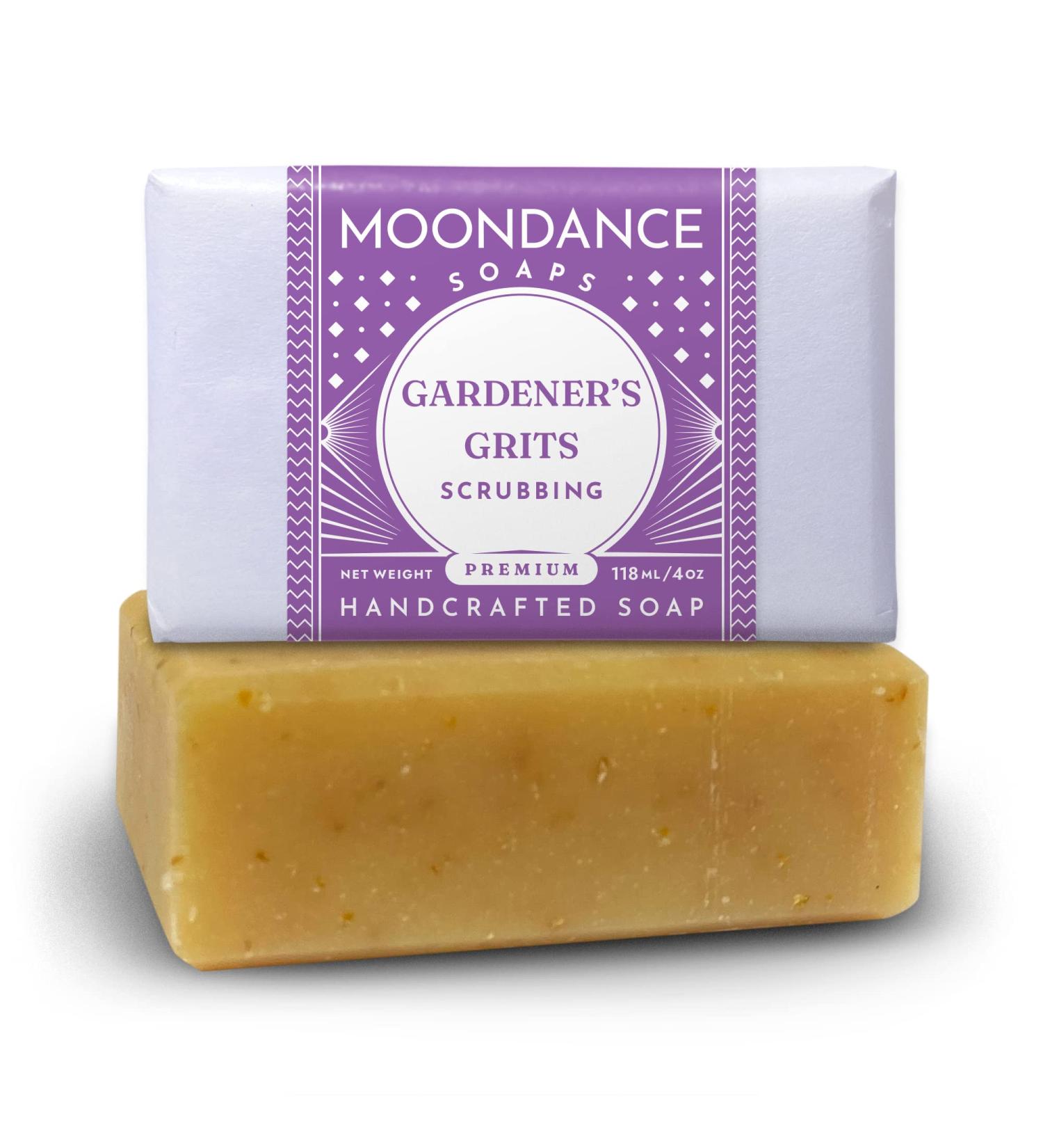 Gardener's Hand Soap with Patchouli & Geranium Essential Oils - Shea & Cocoa Butter - Natural Ingredients - Exfoliating Bar by MoonDance Soaps - Buy Online on GoSupps.com